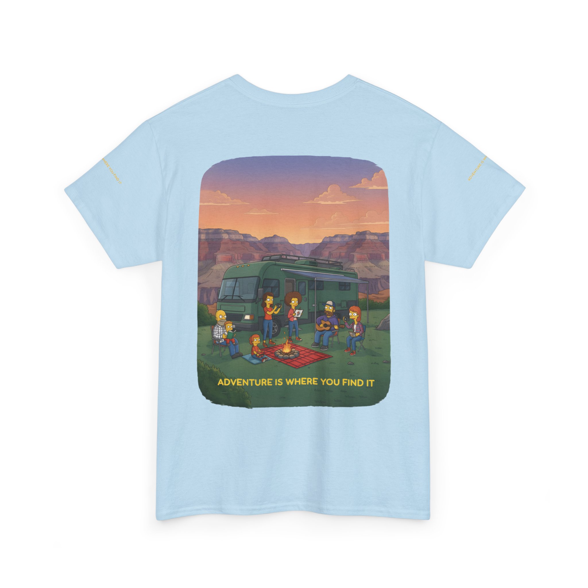 Unisex Heavy Cotton Tee — "Adventure Is Where You Find It" Design Sitcom-Line