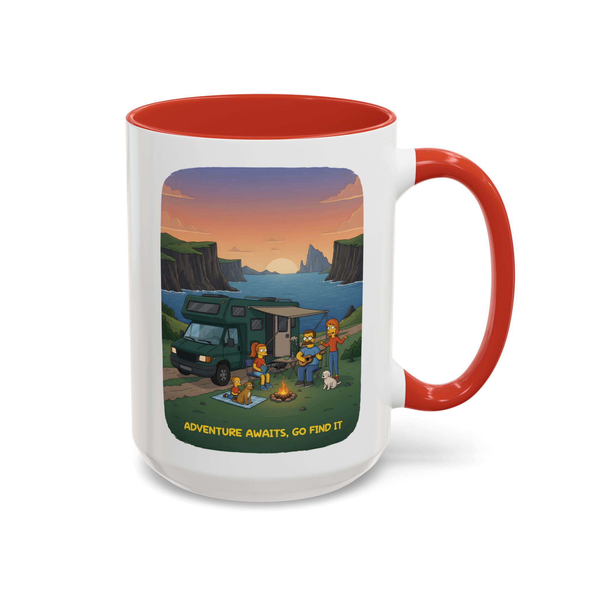 Accent Coffee Mug (11, 15oz) — "Adventure Awaits-Go Find It"" Design Sitcom-Line