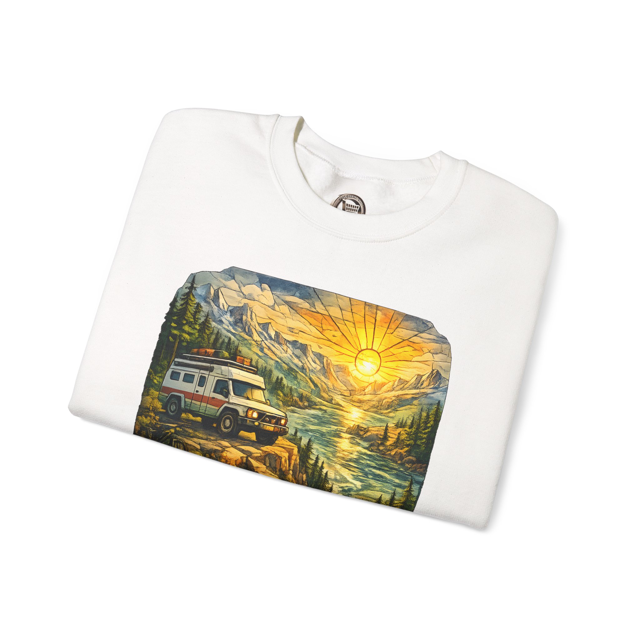 Unisex Heavy Blend™ Crewneck Sweatshirt — "Let The Journey Be Your Home" Design Cubic-Line