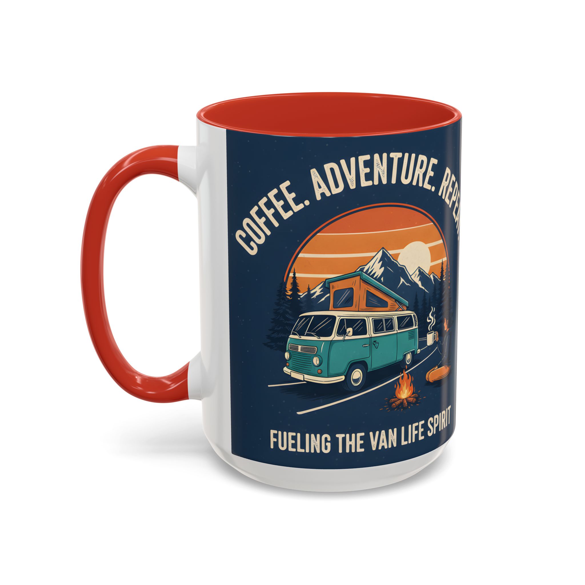 Accent Coffee Mug (11, 15oz) - "Coffee. Adventure. Repeat."