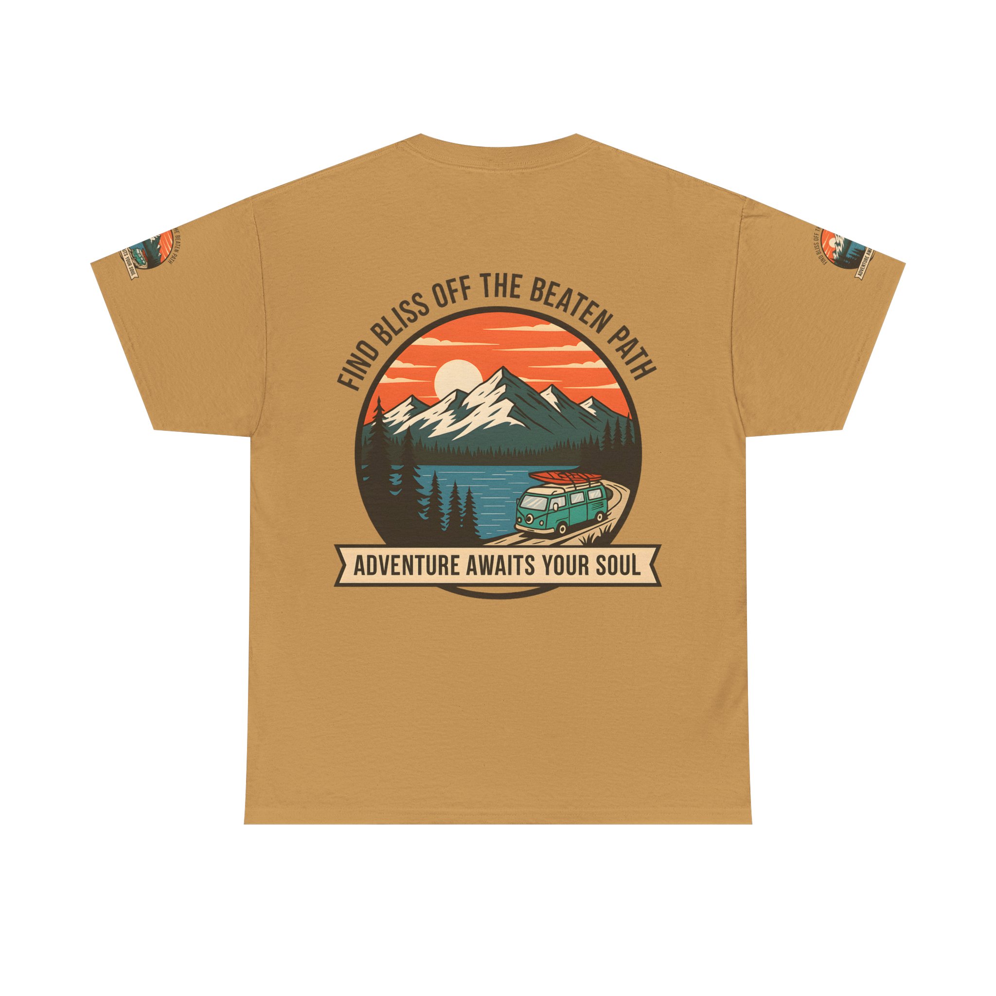 Unisex Heavy Cotton Tee — "Find Bliss Off the Beaten Path" Mountain & Camper T‑Shirt