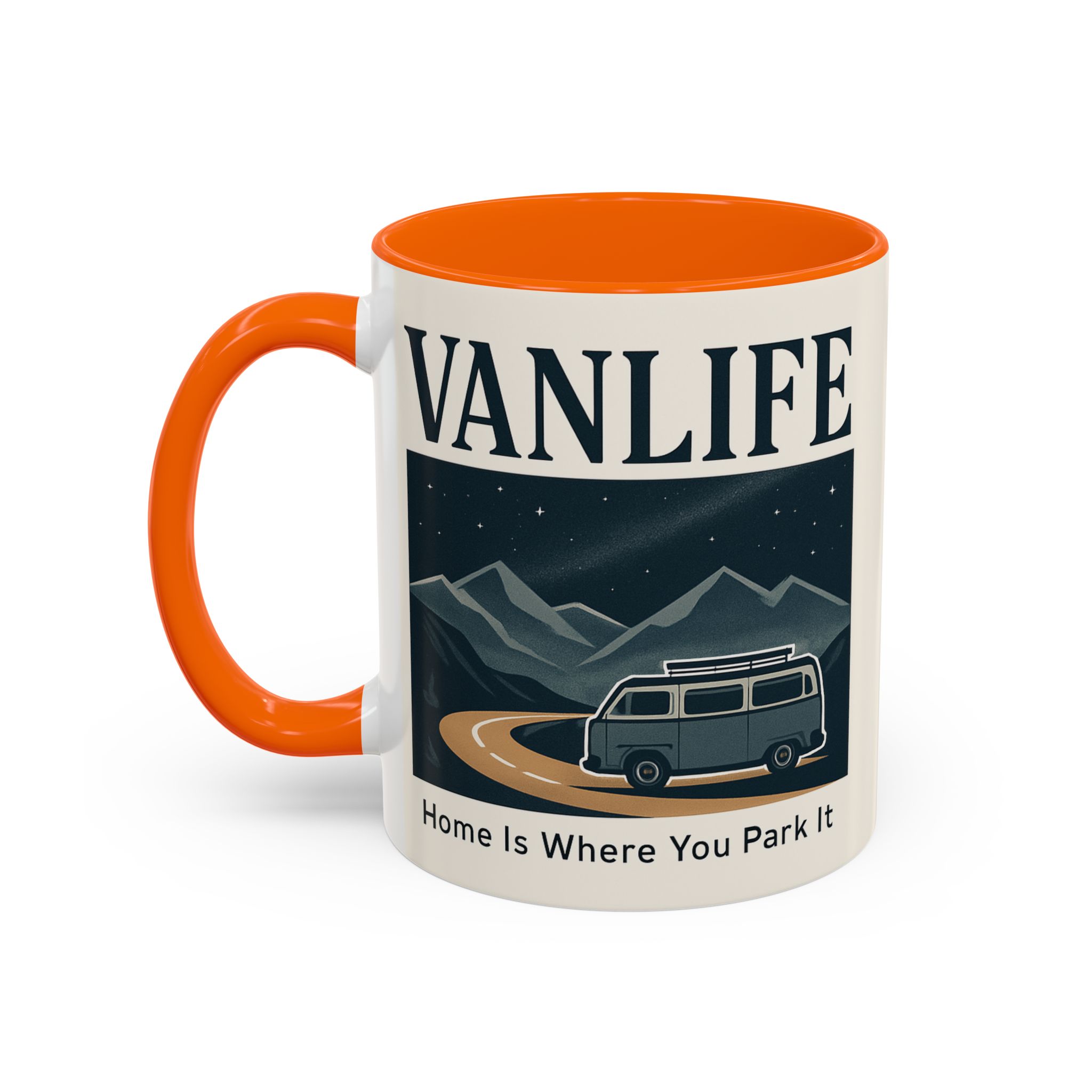 Coffee Mug — "Vanlife - Home Is Where You Park It" Accent Campervan Travel Mug