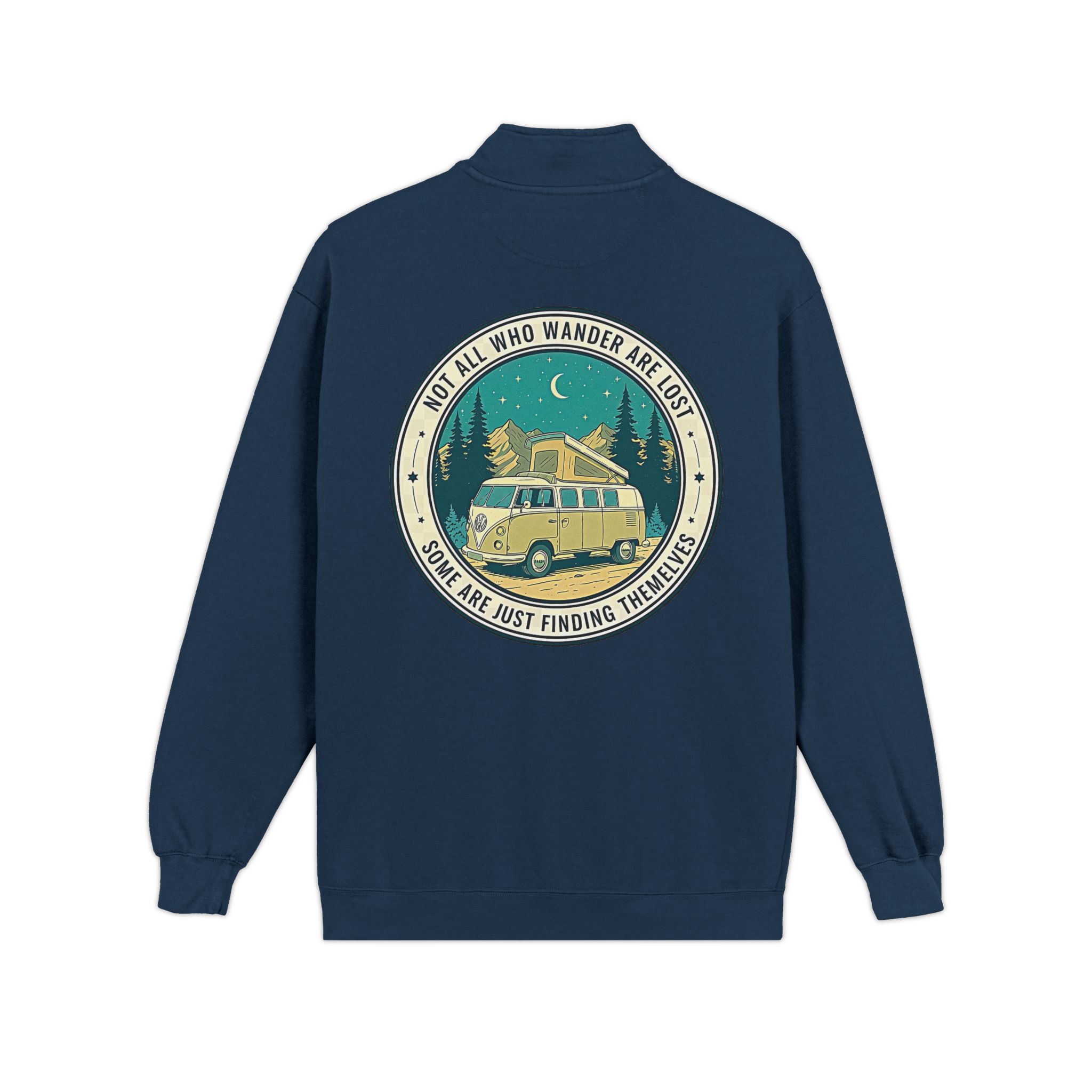 Quarter-Zip Sweatshirt(Comfort Colors®) — "Not All Who Wander Are Lost" Retro Camper Pullover