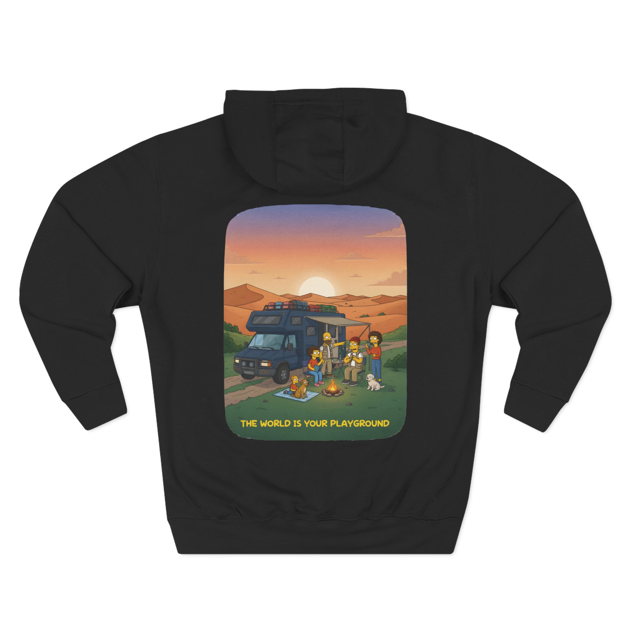 Three-Panel Fleece Hoodie - "The World Is Your playground" Design Sitcom-Line
