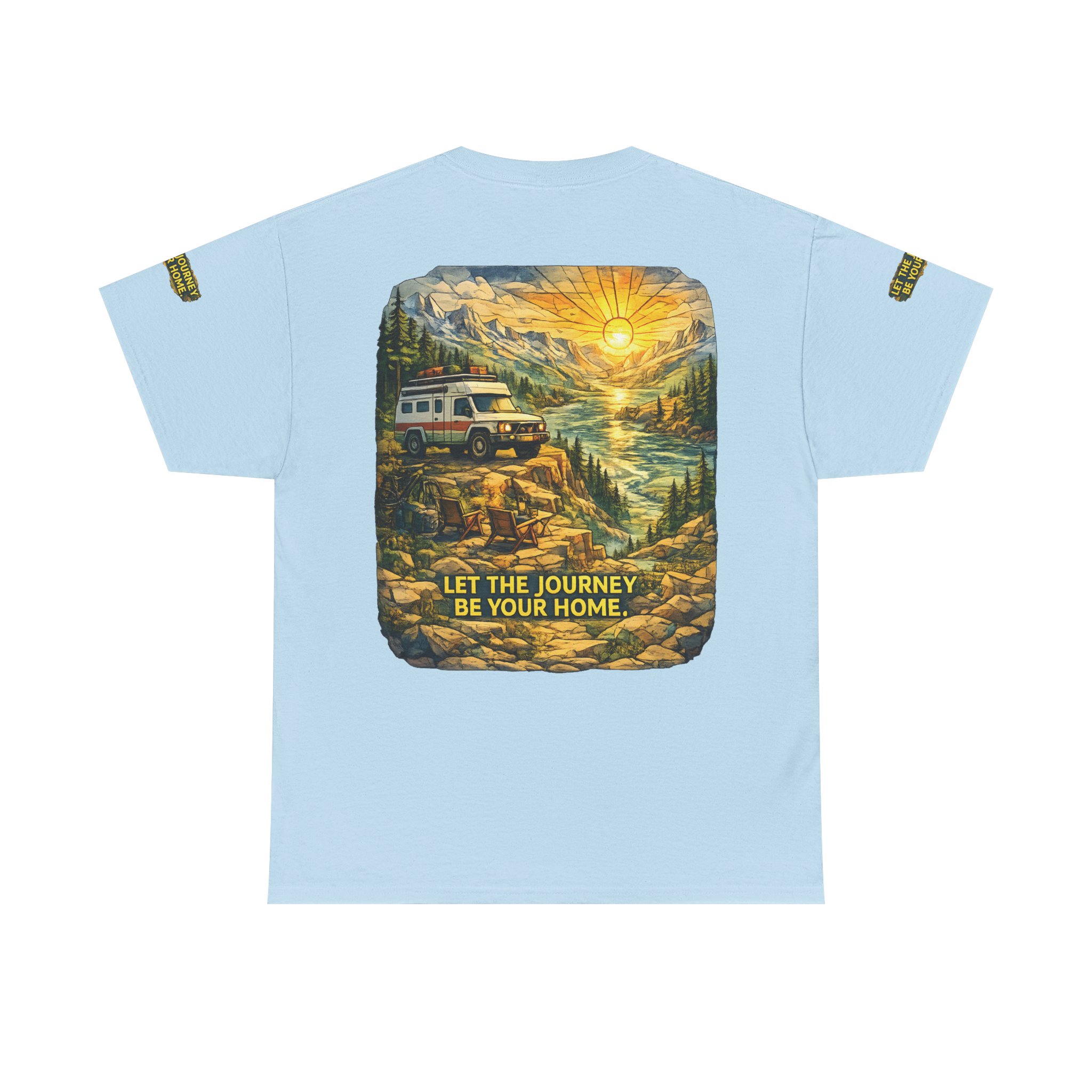 13472023442103532553_2048.jpeg Unisex Heavy Cotton Tee — "Let The Journey Be Your Home" Design Cubic-Line