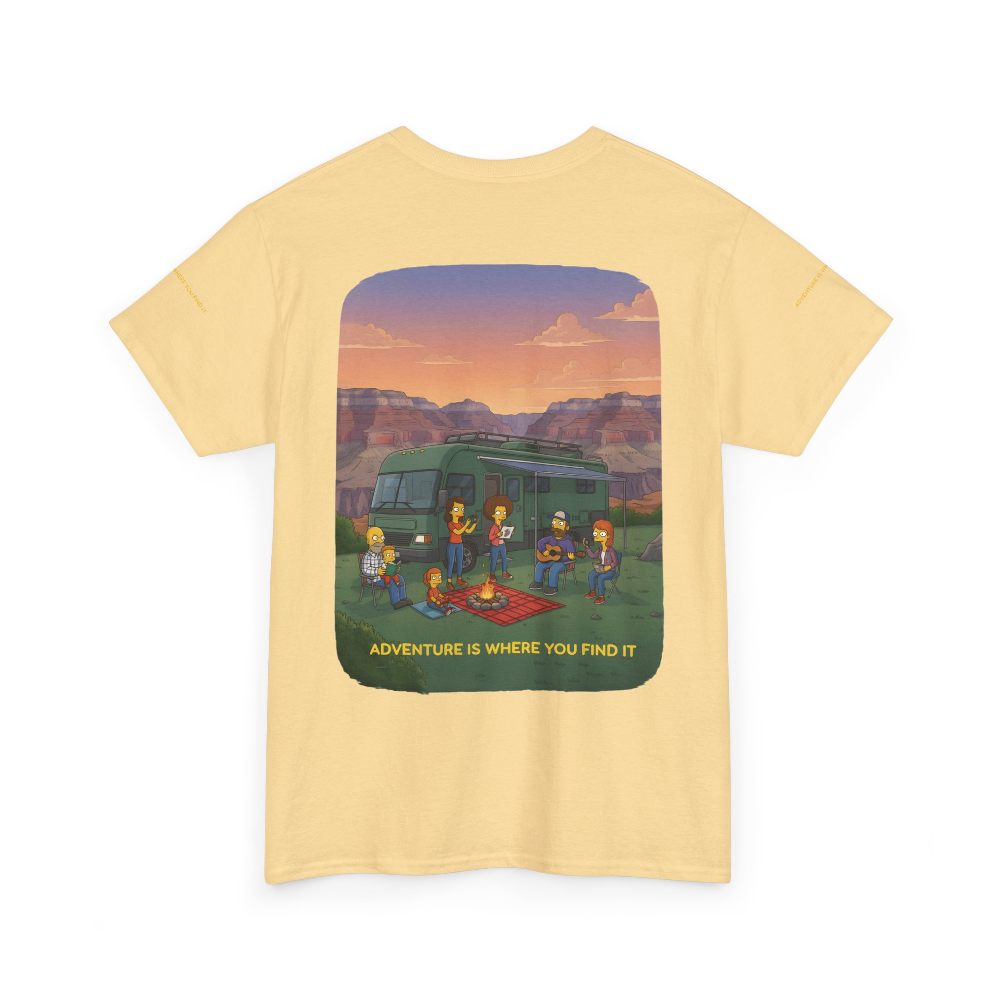 Unisex Heavy Cotton Tee — "Adventure Is Where You Find It" Design Sitcom-Line