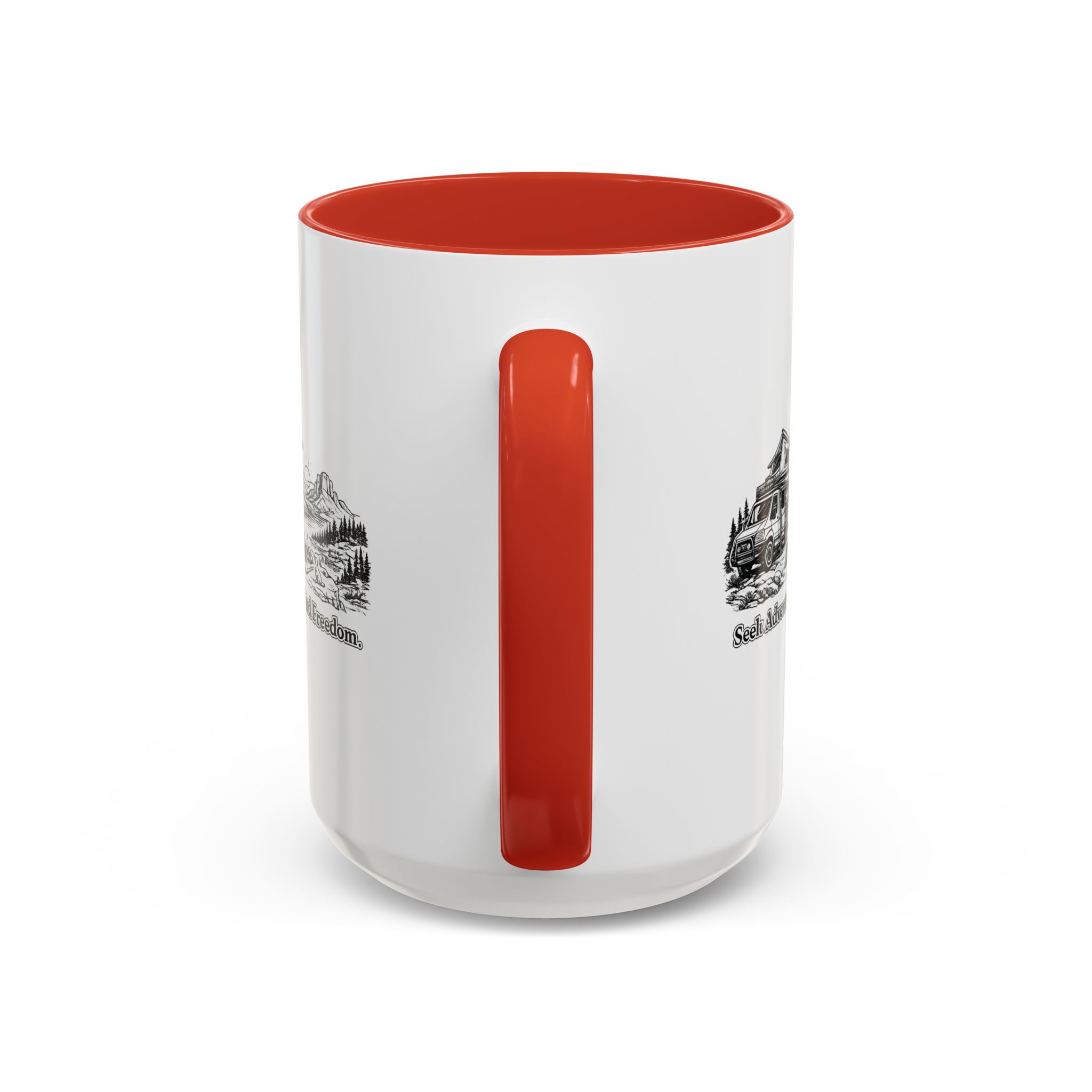 Accent Coffee Mug (11, 15oz) — "Seek Adventure, Find Freedom" Design Minimal-Line