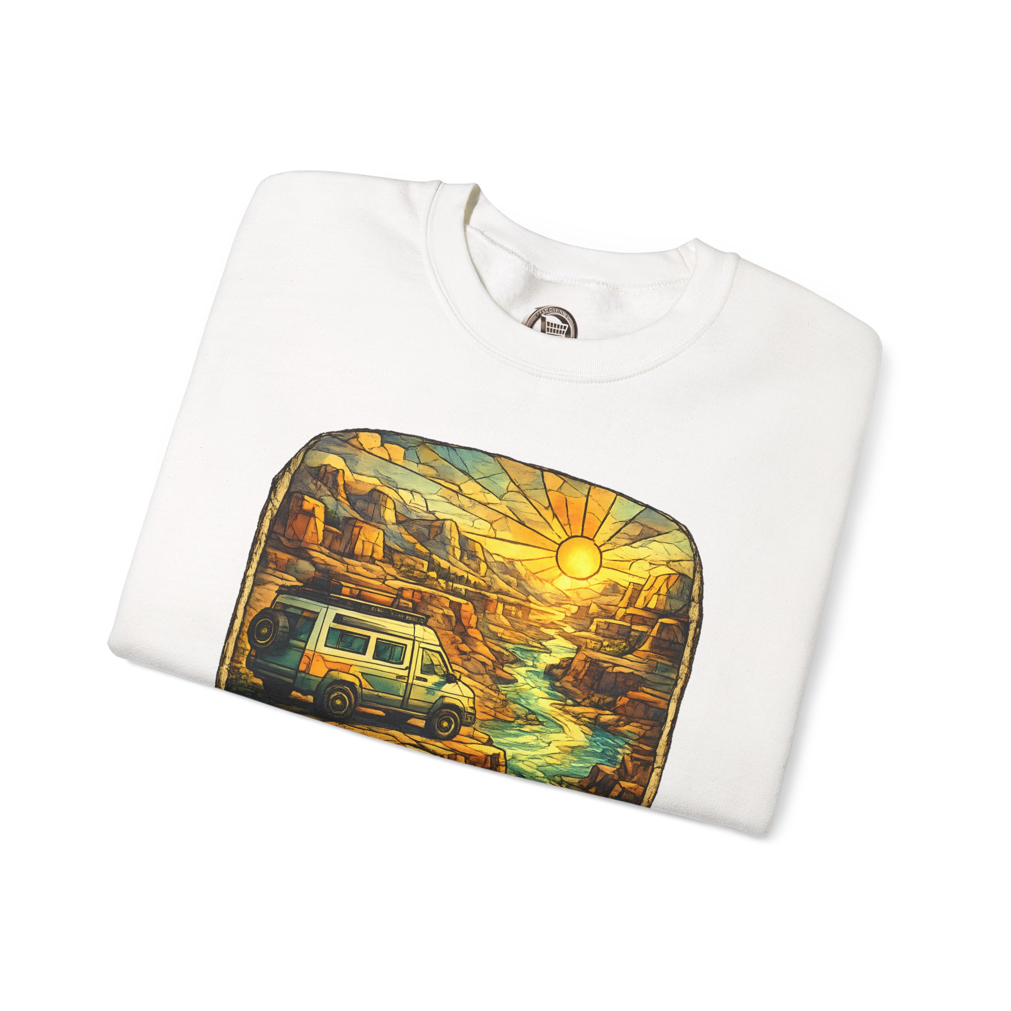 Unisex Heavy Blend™ Crewneck Sweatshirt — "Chase The Sunset" Design Cubic-Line