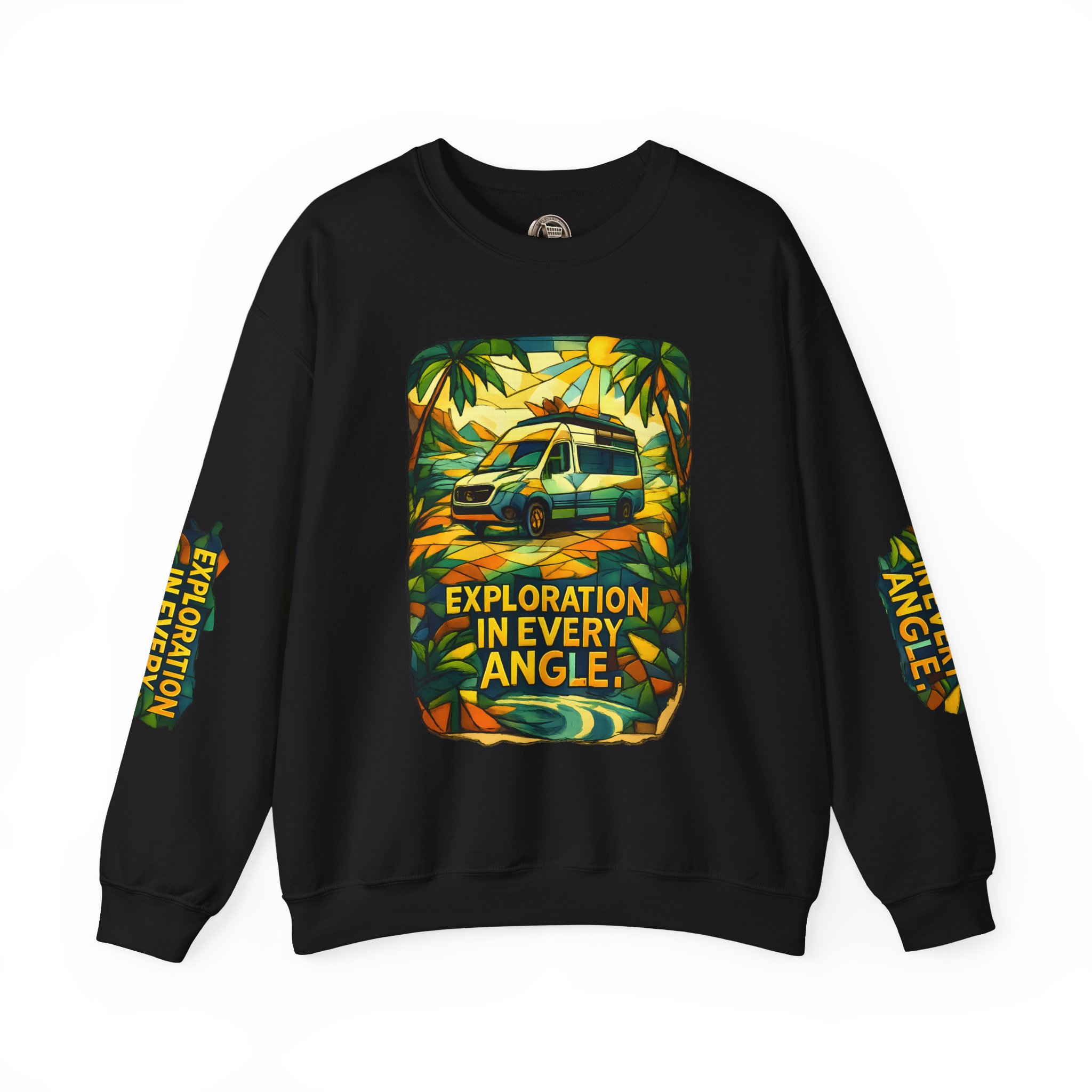 Unisex Heavy Blend™ Crewneck Sweatshirt — "Exploration In Every Angle" Design Cubic-Line