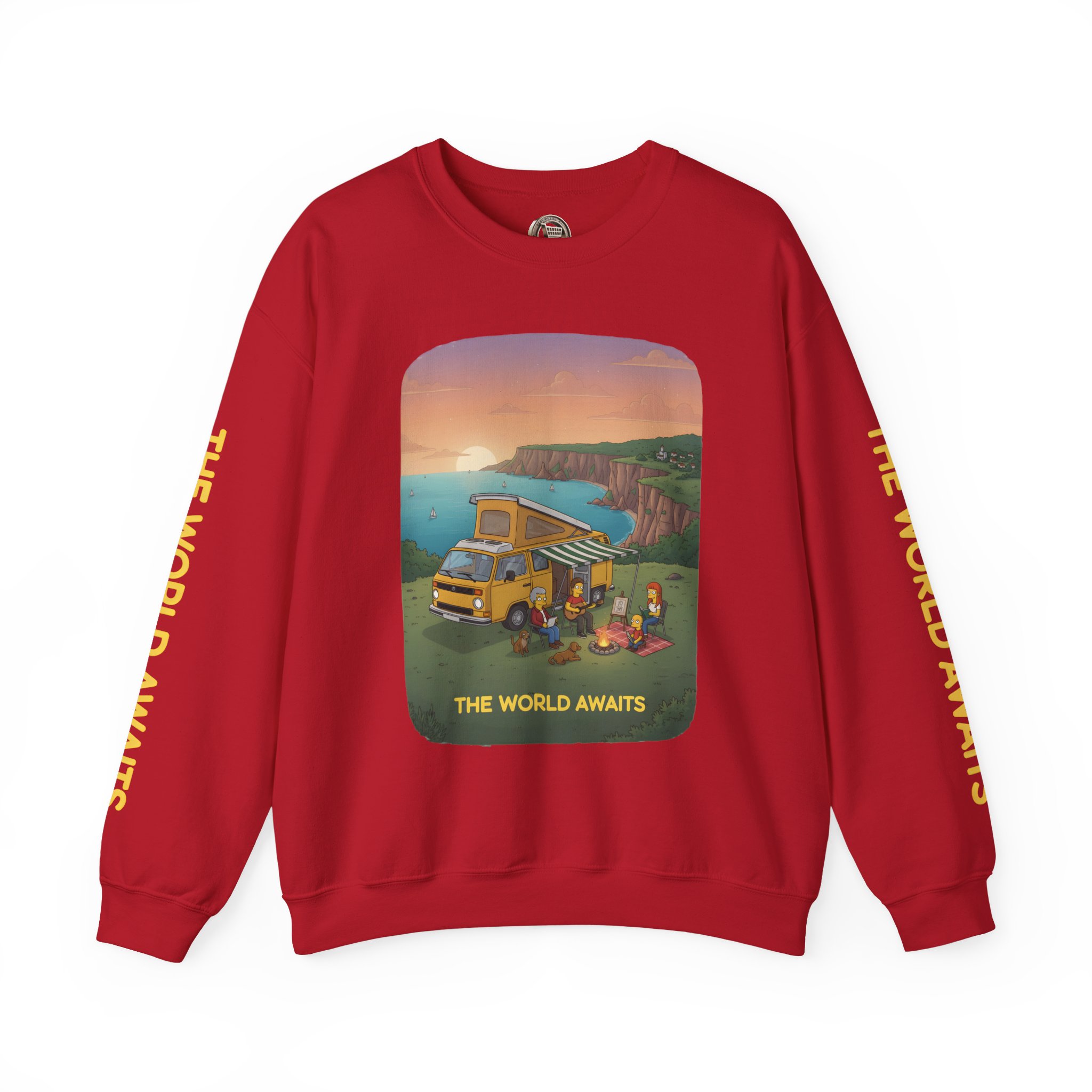Unisex Heavy Blend™ Crewneck Sweatshirt — "The World Awaits" Design Sitcom-Line