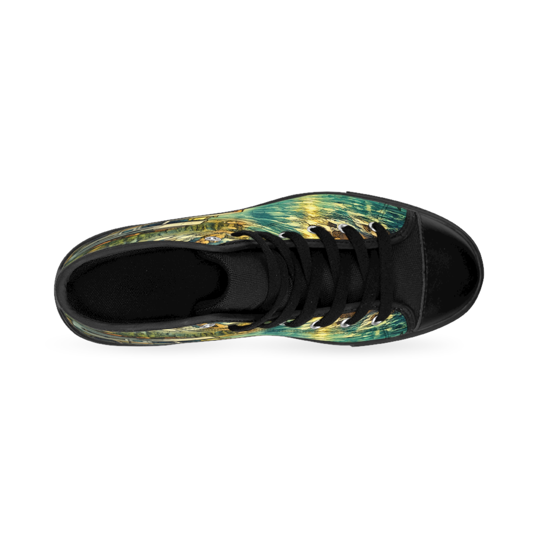 Men's High Top Sneakers — Vintage Roadtrip Shoes (Design Cubic-Line)
