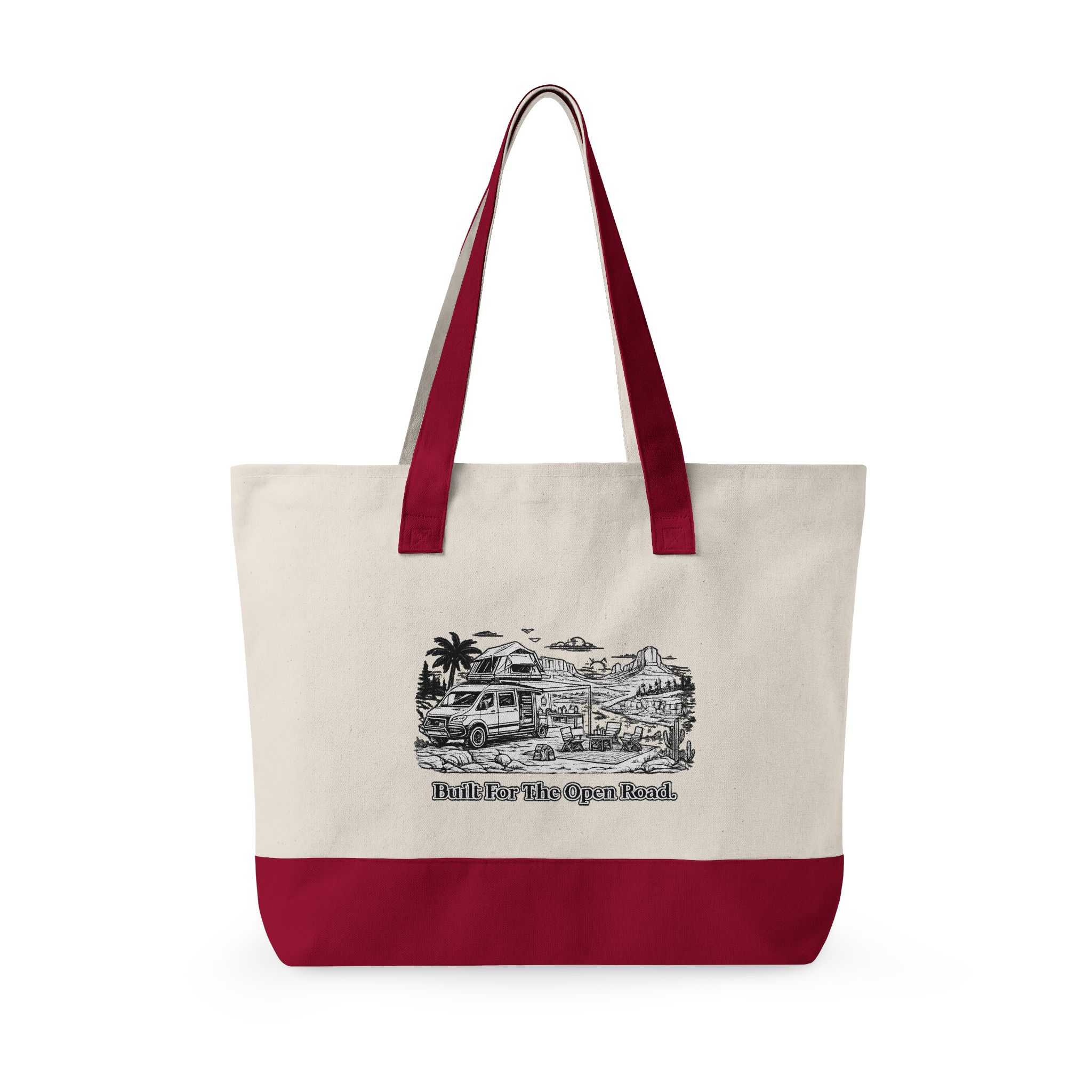 Zippered Canvas Tote — "Built For the Open Road" (Design Minimal-Line)
