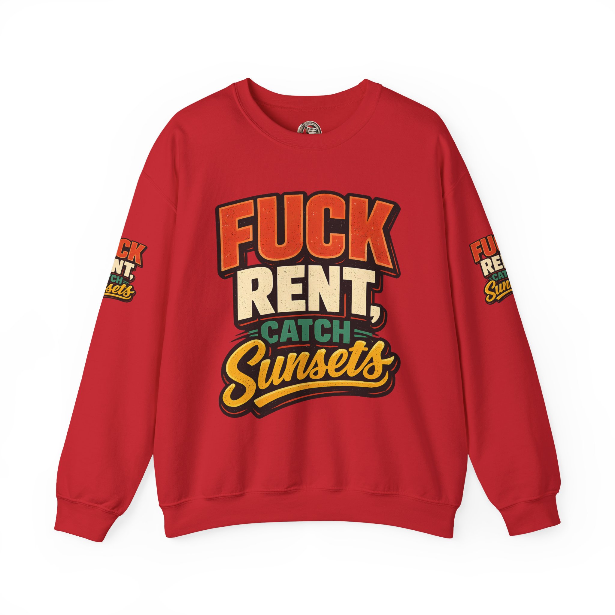 13486643072166724197_2048.jpeg Unisex Heavy Blend™ Crewneck Sweatshirt — "Fuck Rent Catch Sunsets" Design F**K-Line