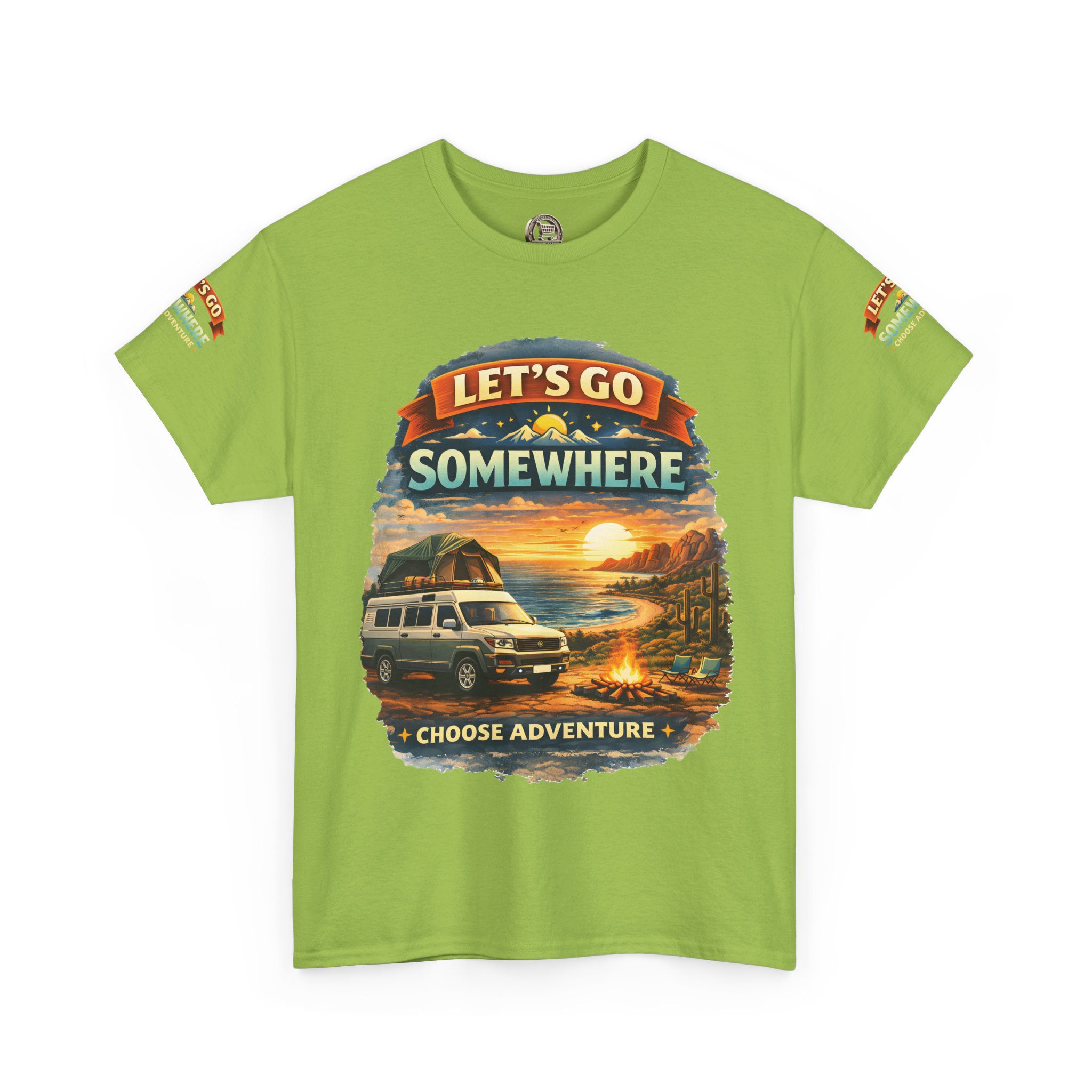 Unisex Heavy Cotton Tee — "Lets Go Somewhere" Design Scenic-Line