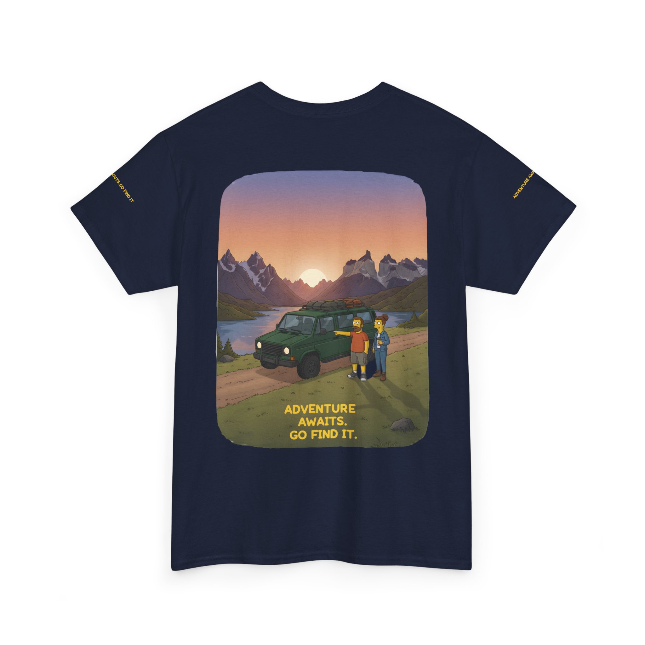 Unisex Heavy Cotton Tee — "Adventure Awaits-Go Find It" Design Sitcom-Line