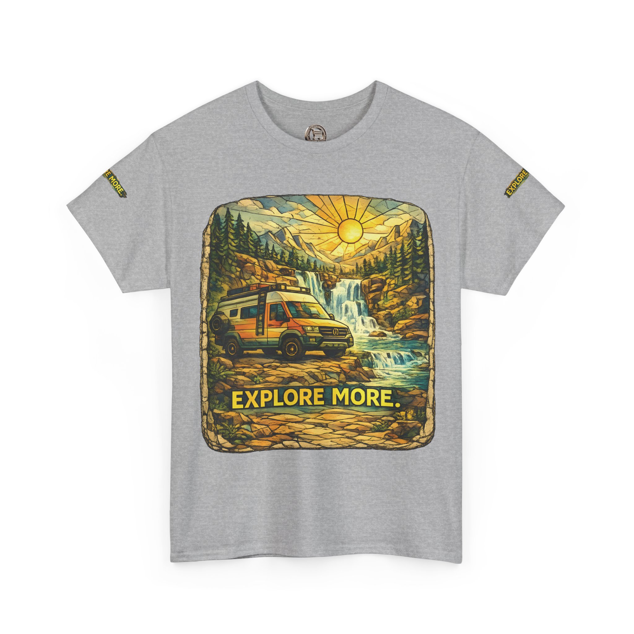 Unisex Heavy Cotton Tee — "Explore More" Design Cubic-Line