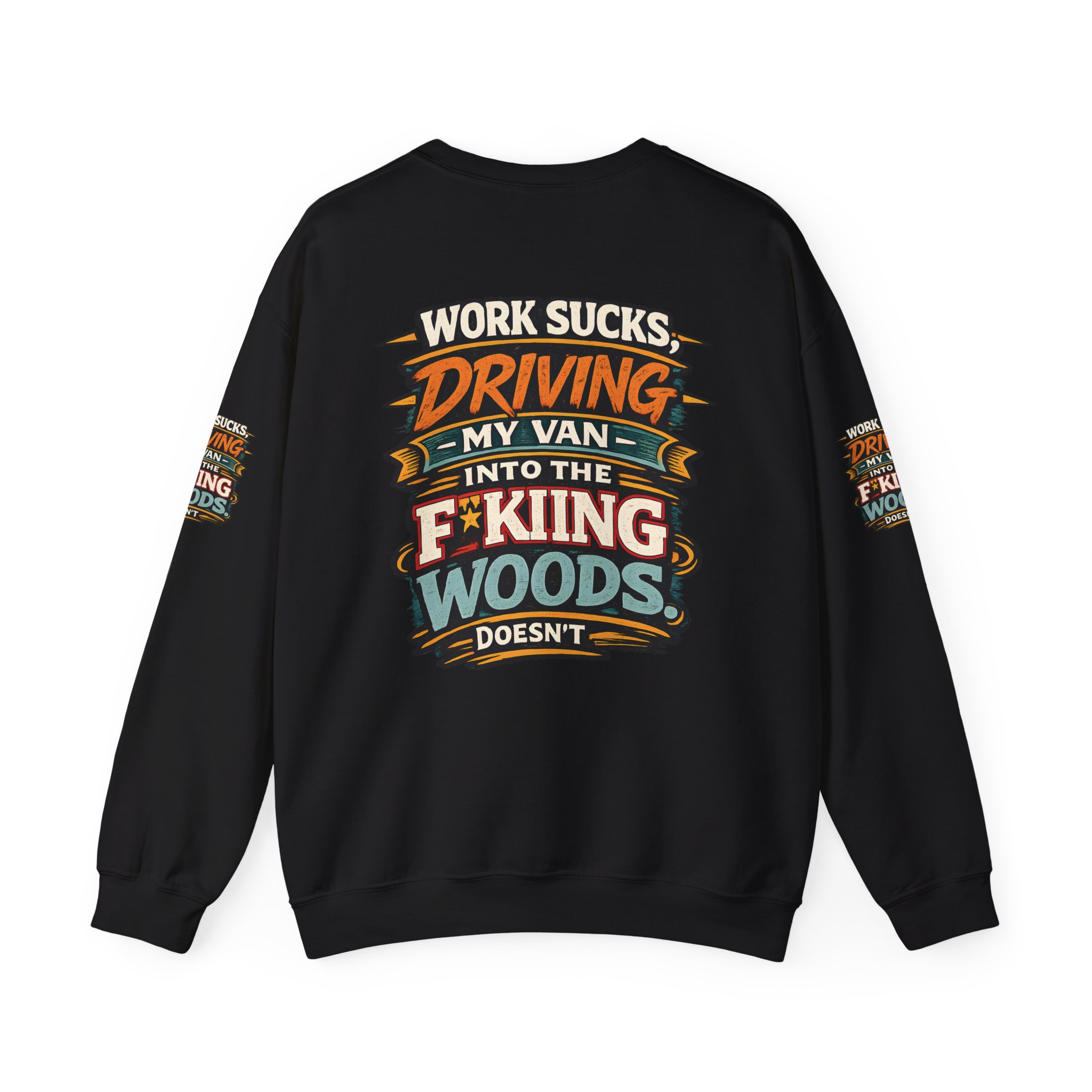 Unisex Heavy Blend™ Crewneck Sweatshirt — "Work Sucks" Design F**K-Line