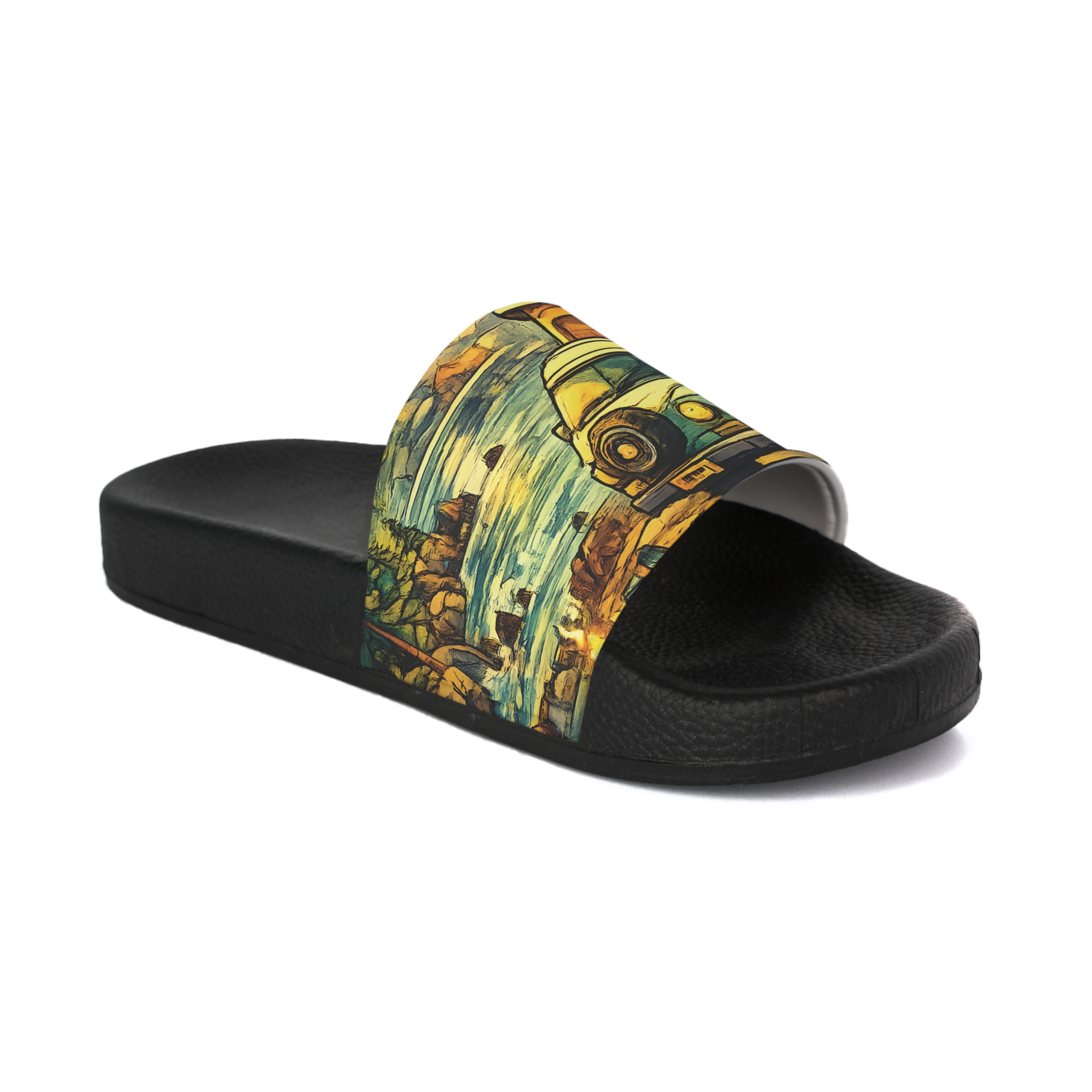 Women's Slide Sandals - Retro VW Camper Slides (Cubic-Line)