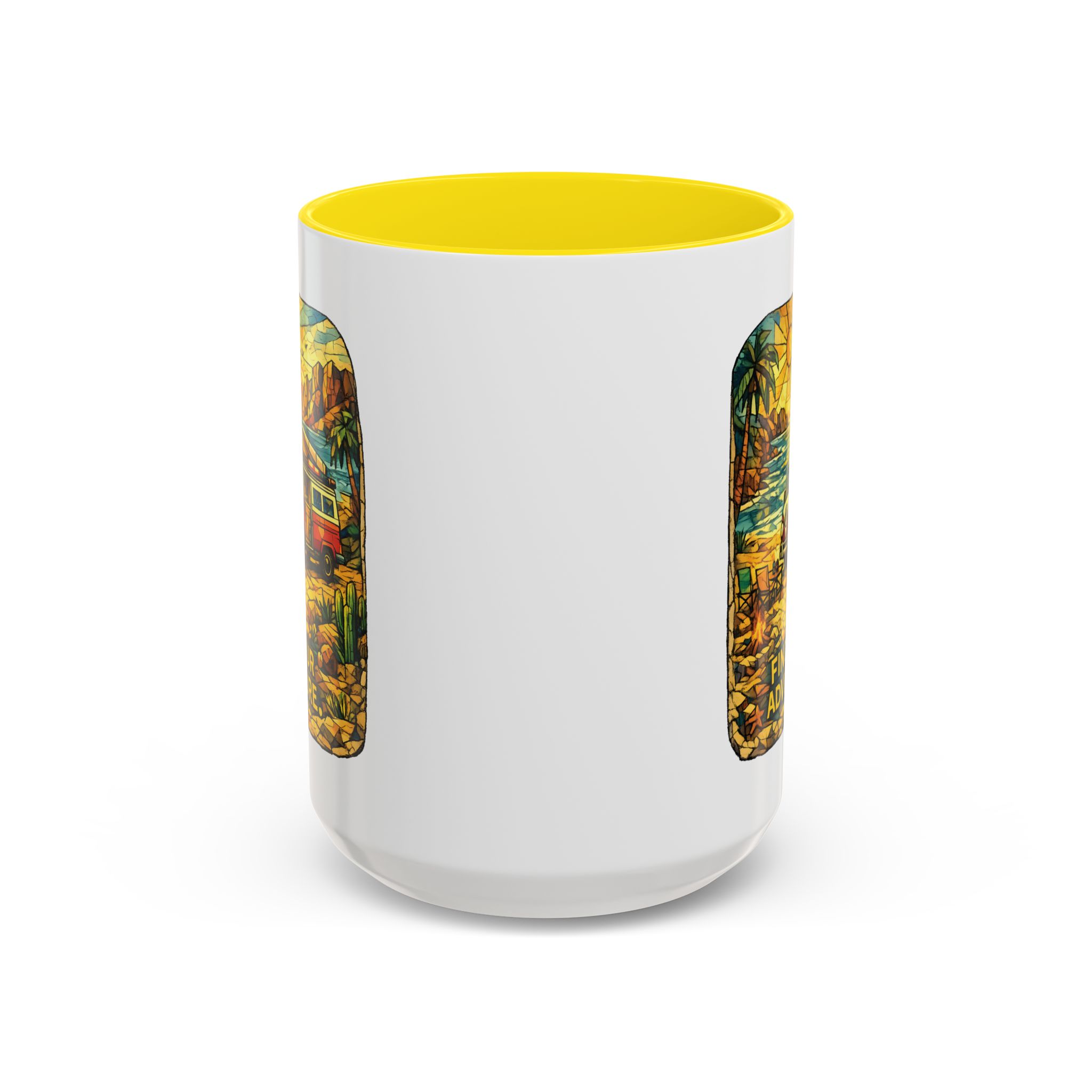 Accent Coffee Mug (11, 15oz) — ""Find Your Adventure"" Design Cubic-Line