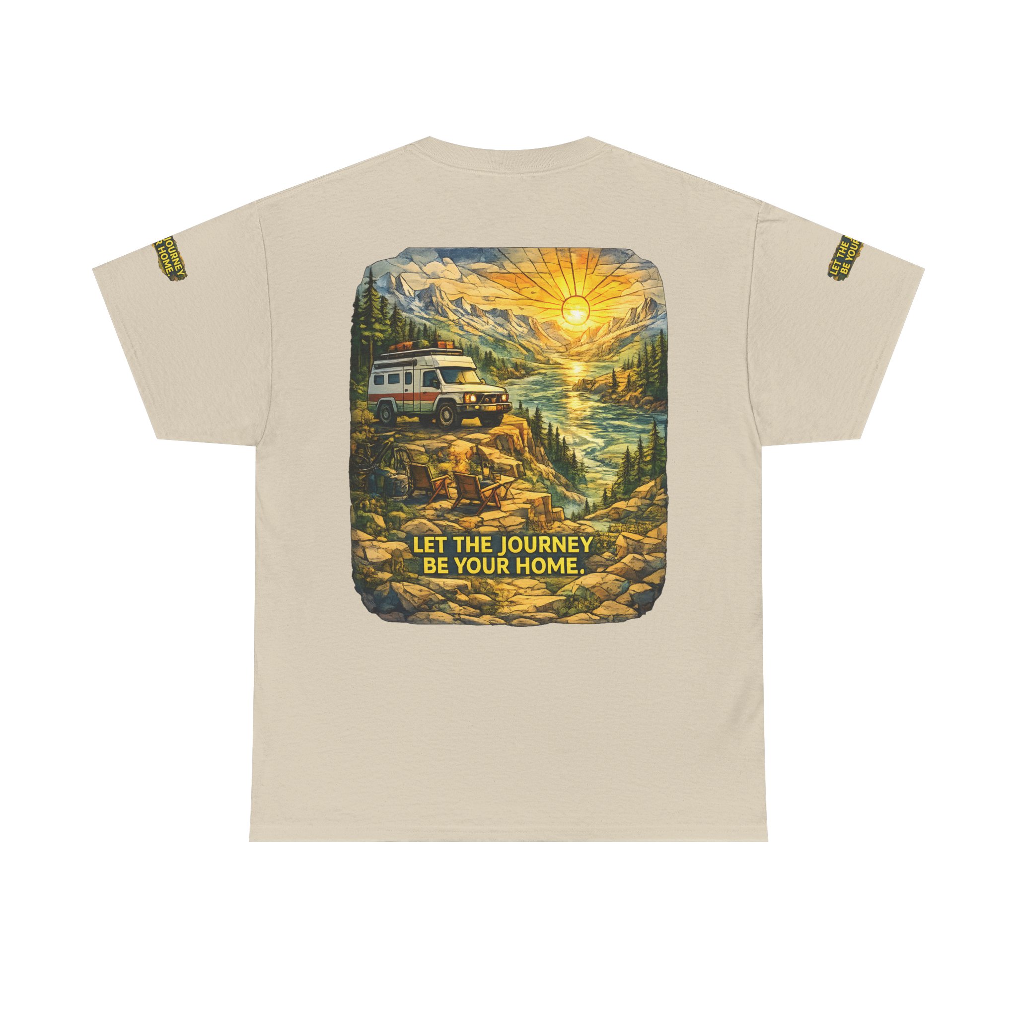 13501915561815494247_2048.jpeg Unisex Heavy Cotton Tee — "Let The Journey Be Your Home" Design Cubic-Line