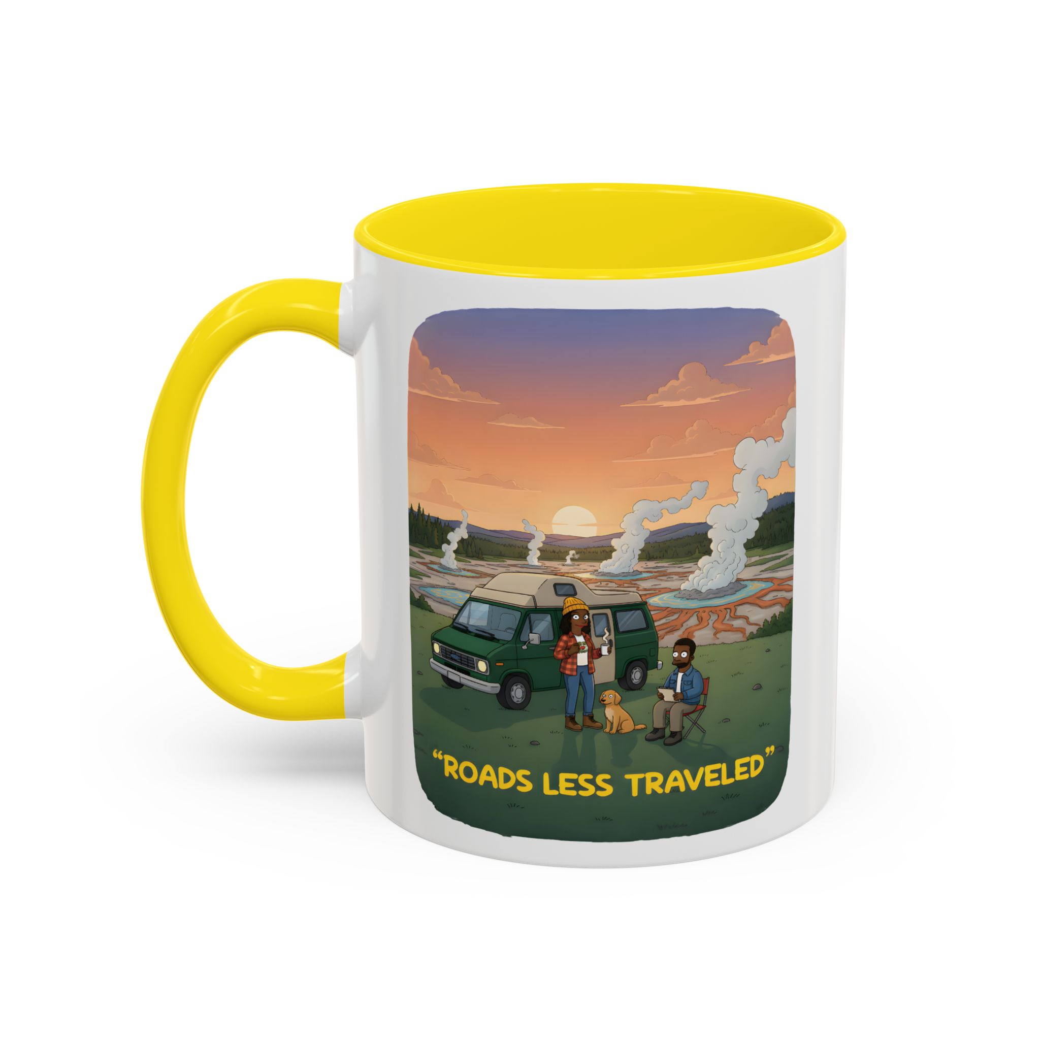 Accent Coffee Mug (11, 15oz) — "Roads Less Traveled" Design Sitcom-Line