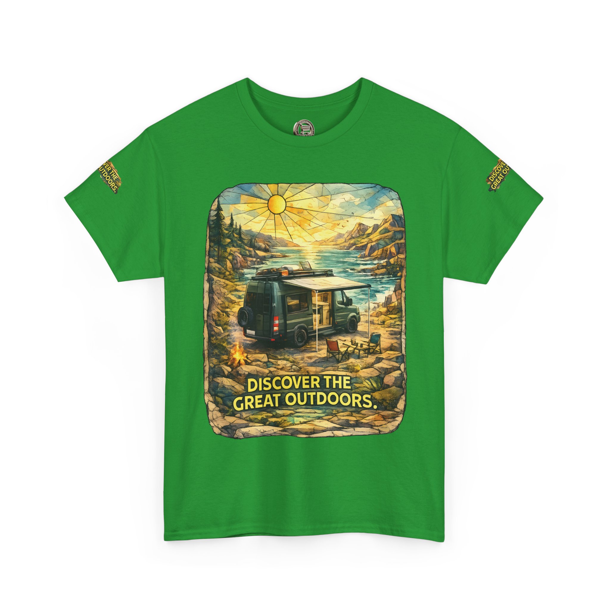 Unisex Heavy Cotton Tee — "Discover The Great Outdoors" Design Cubic-Line