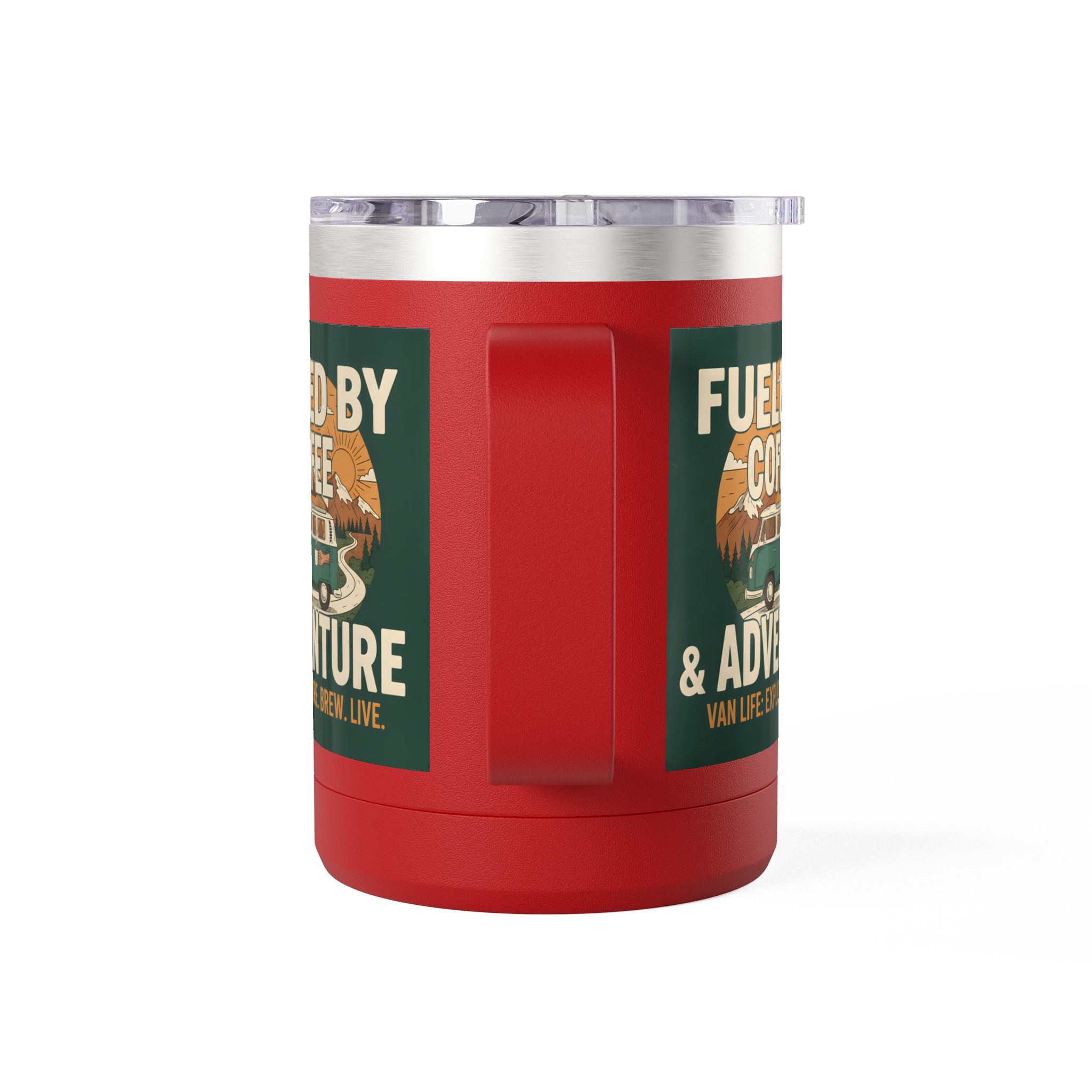 Coffee Mug Tumbler, 15oz — "Fueled by Coffee & Adventure"