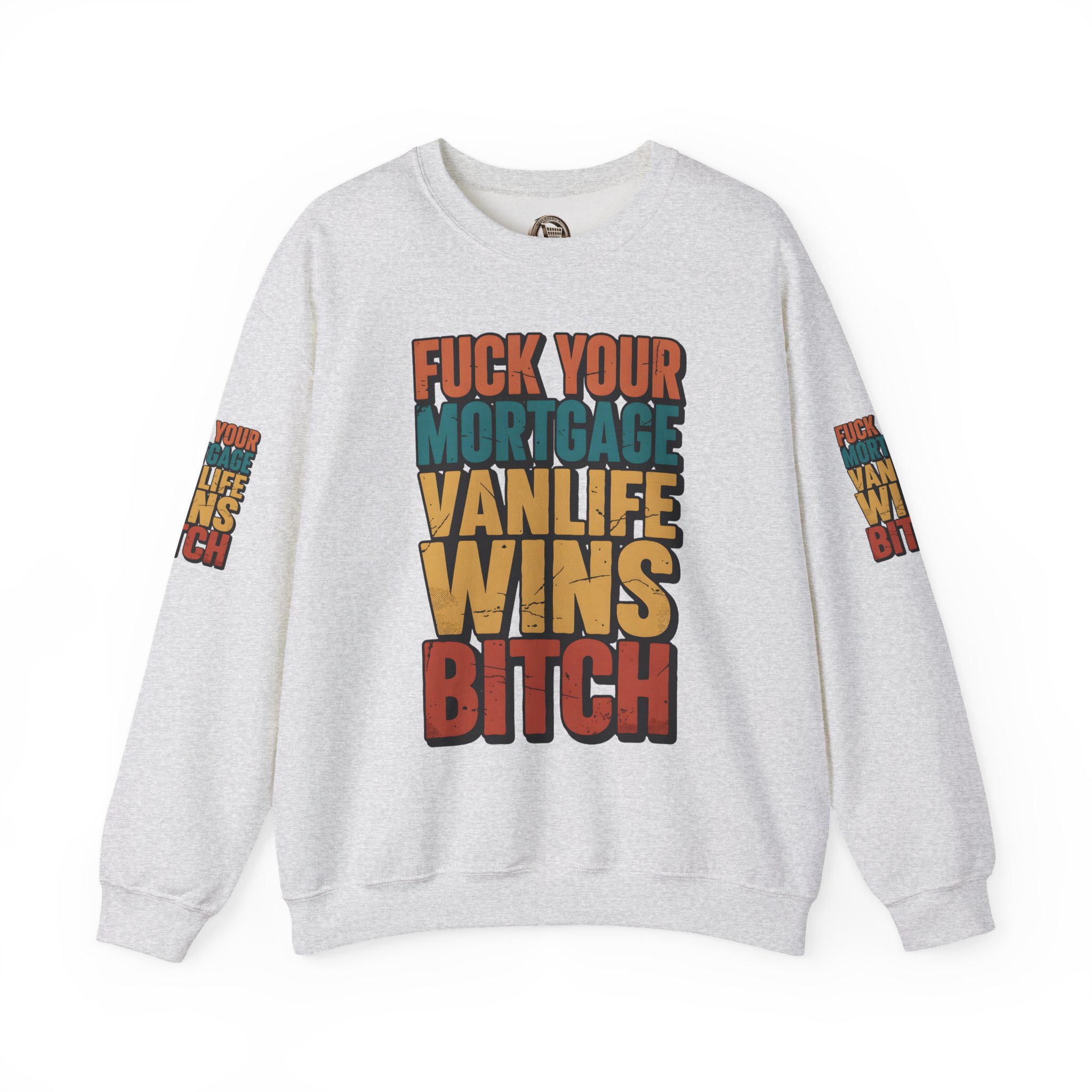 Unisex Heavy Blend™ Crewneck Sweatshirt — "Fuck Your Mortgage" Design F**K-Line