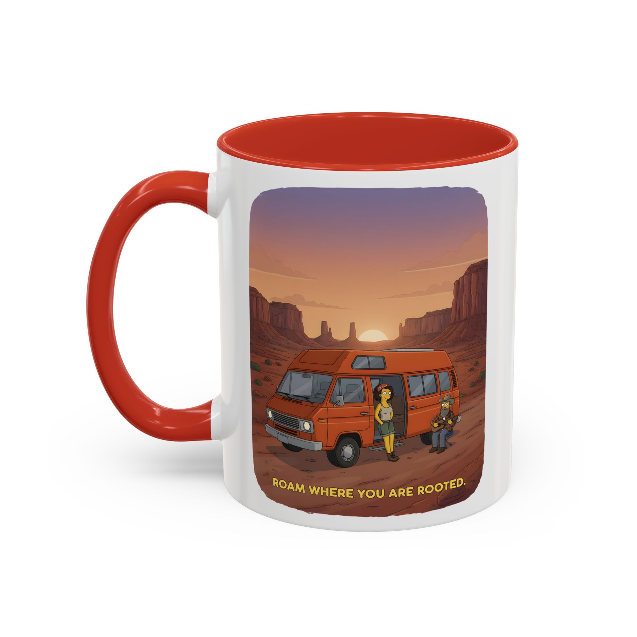 Accent Coffee Mug (11, 15oz) — "Roam Where You Are Rooted" Design Sitcom-Line