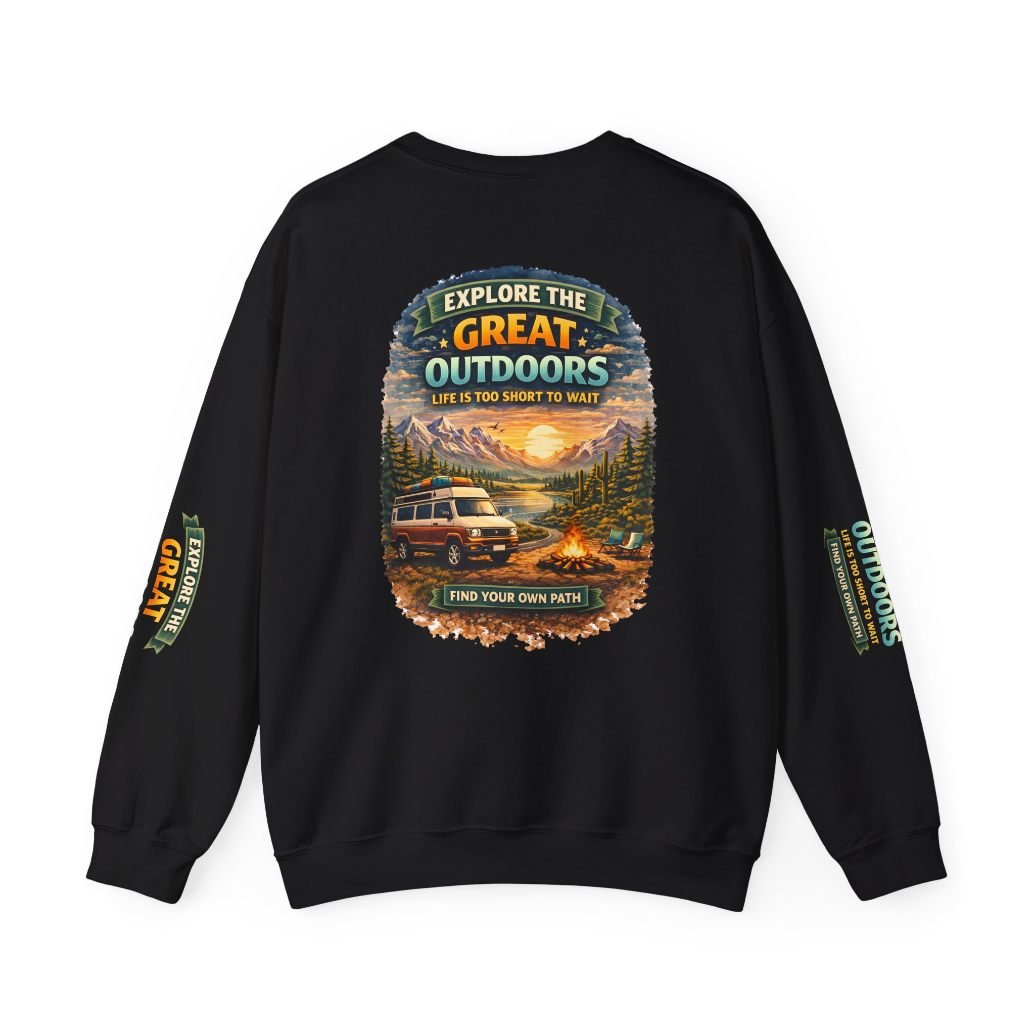 Unisex Heavy Blend™ Crewneck Sweatshirt — "Explore The Great Outdoors" Design Scenic-Line
