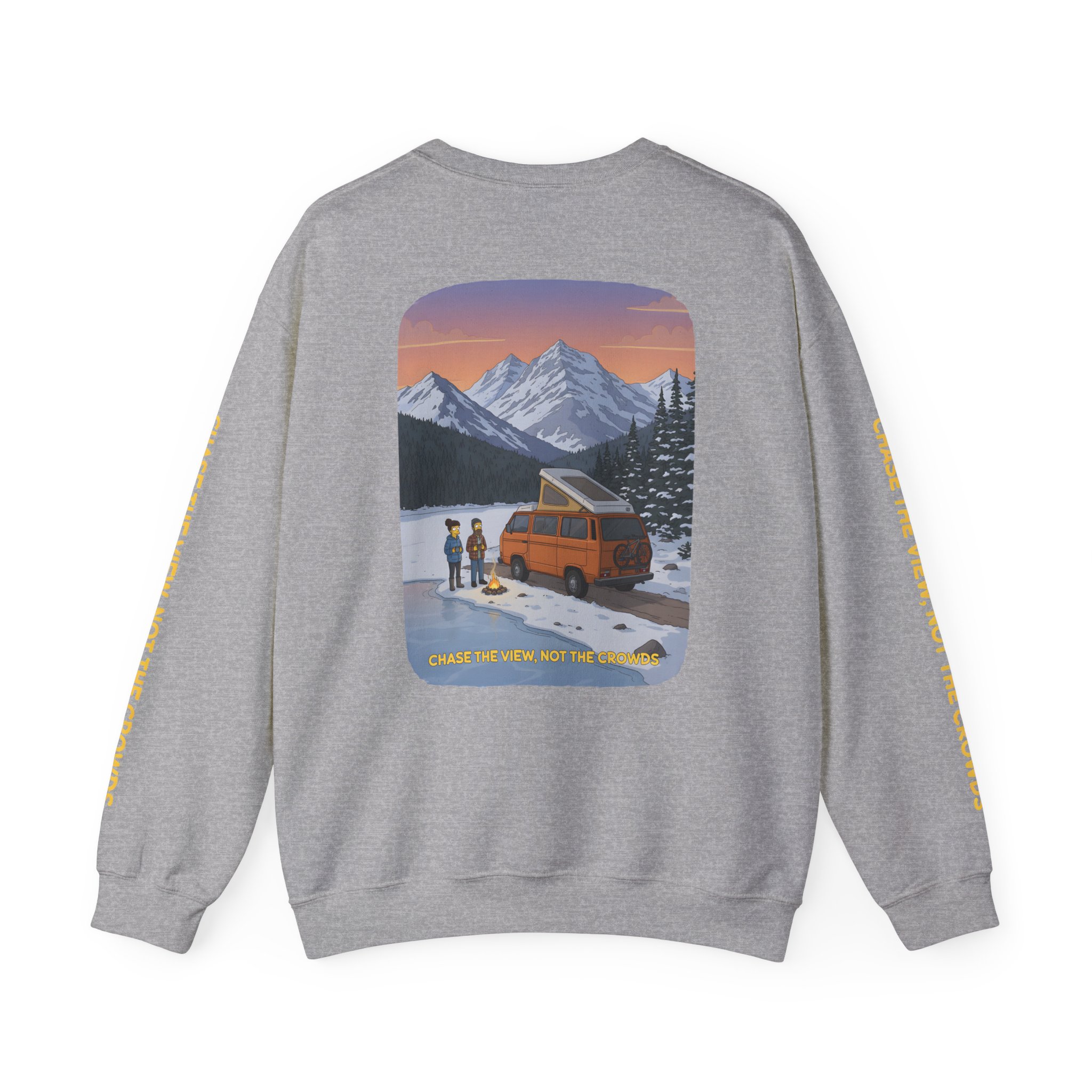 Unisex Heavy Blend™ Crewneck Sweatshirt — "Chase The Views-Not The Crowds"" Design Sitcom-Line