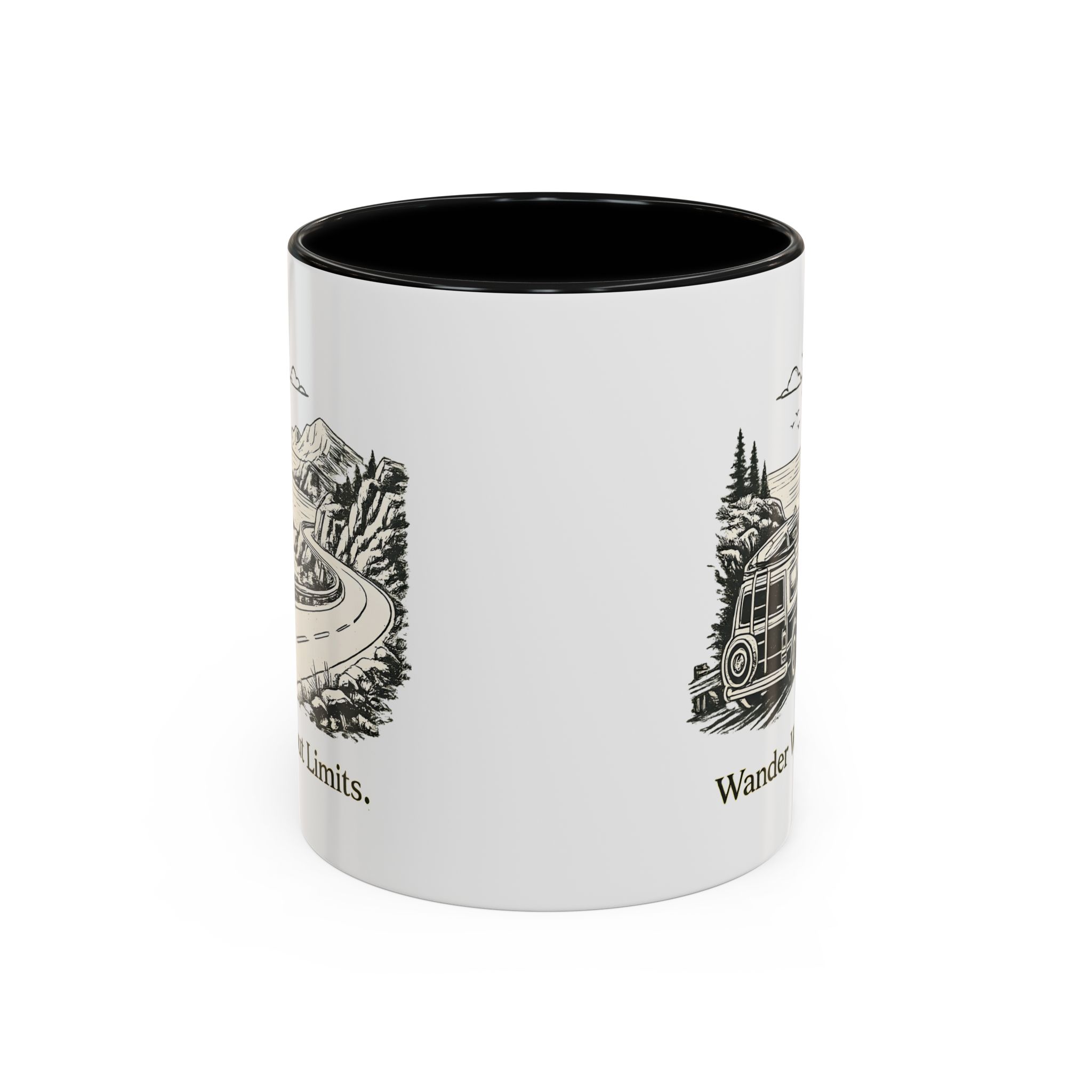 1353074557699458165_2048.jpeg Accent Coffee Mug (11, 15oz) — "Wander Without Limits" Design Minimal-Line