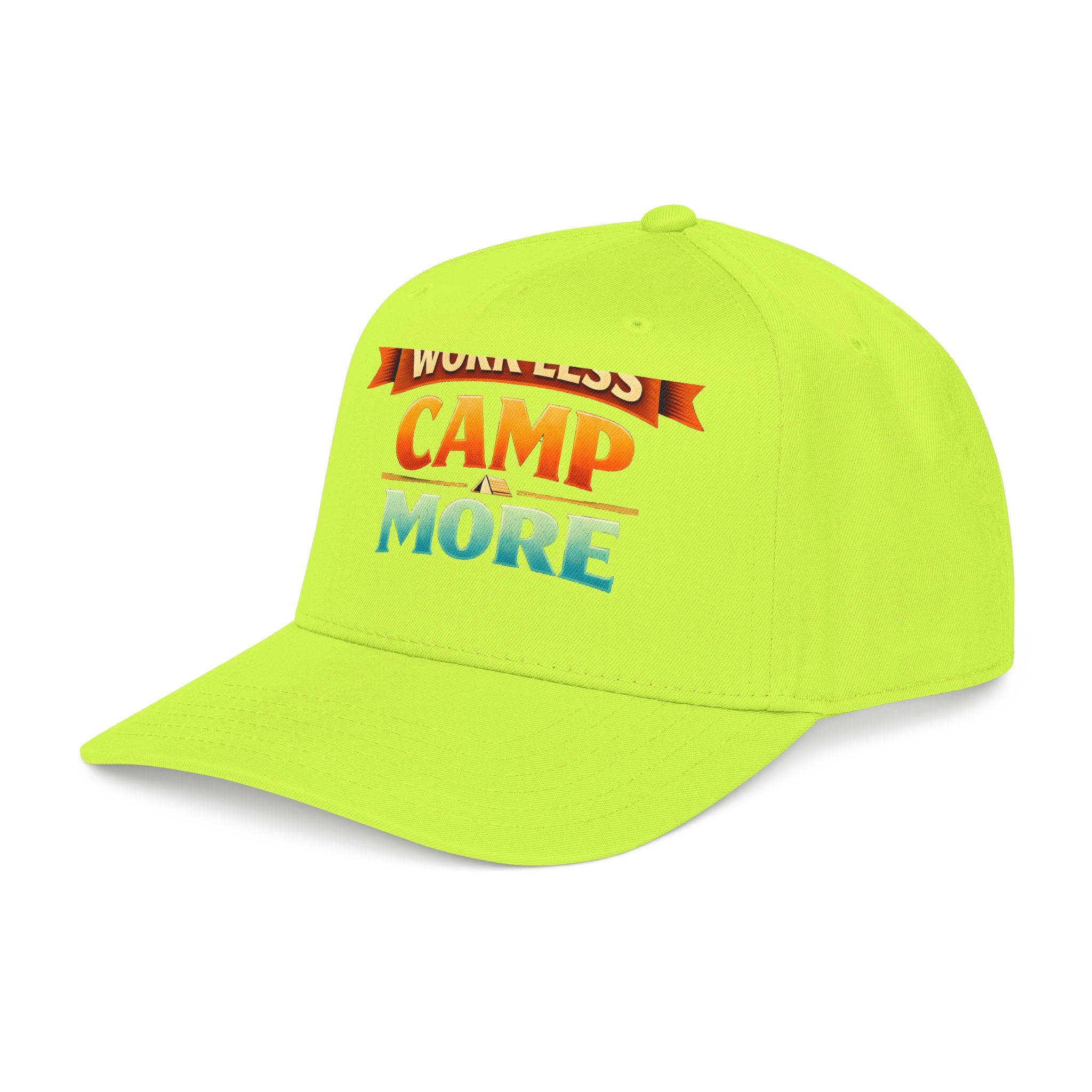 Baseball Cap - "Work Less-Camp More" Design Scenic-Line