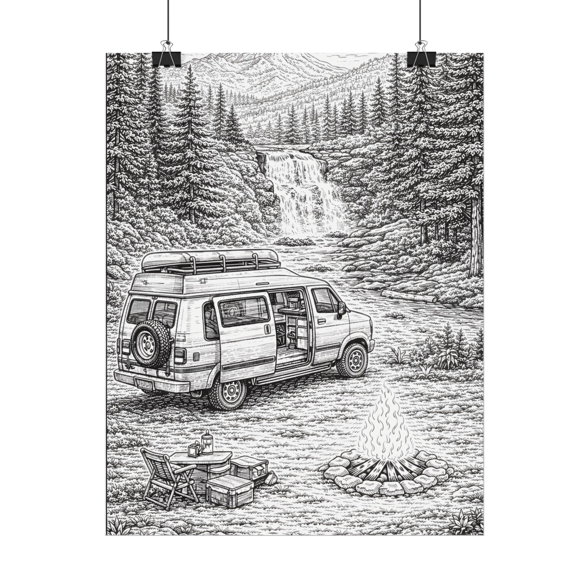 Campervan Poster — Vintage RV Camping Landscape Wall Art