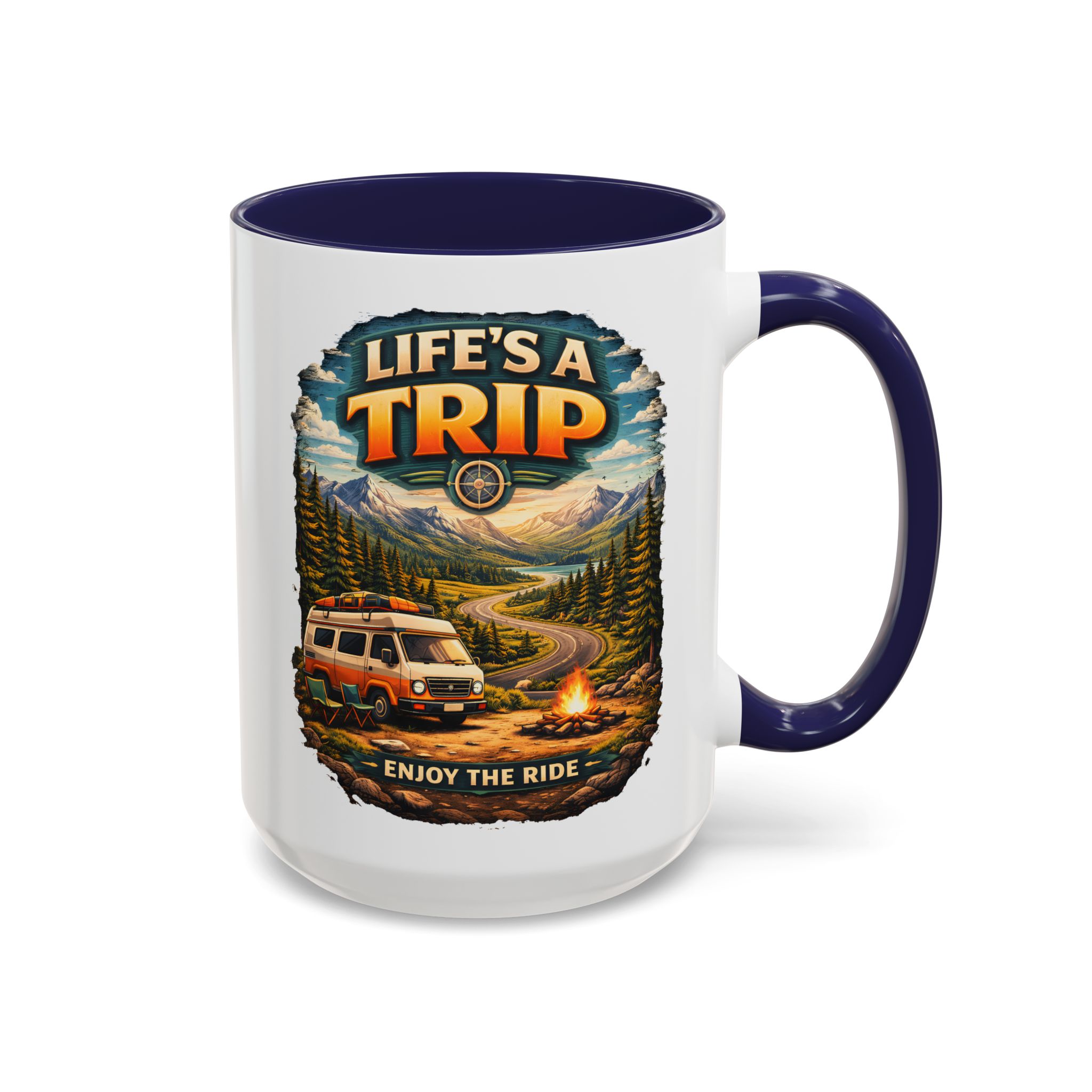 Accent Coffee Mug (11, 15oz) — "Life s A Trip" Design Scenic-Line