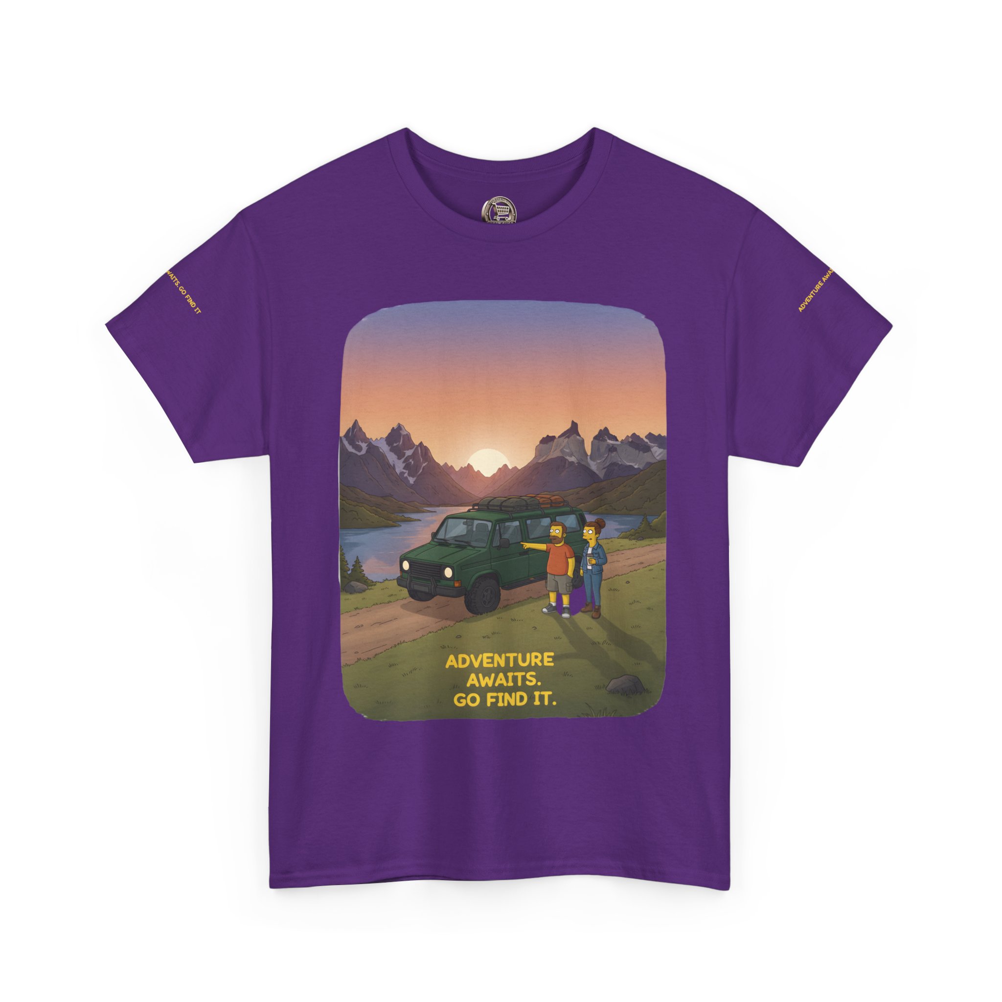 Unisex Heavy Cotton Tee — "Adventure Awaits-Go Find It" Design Sitcom-Line