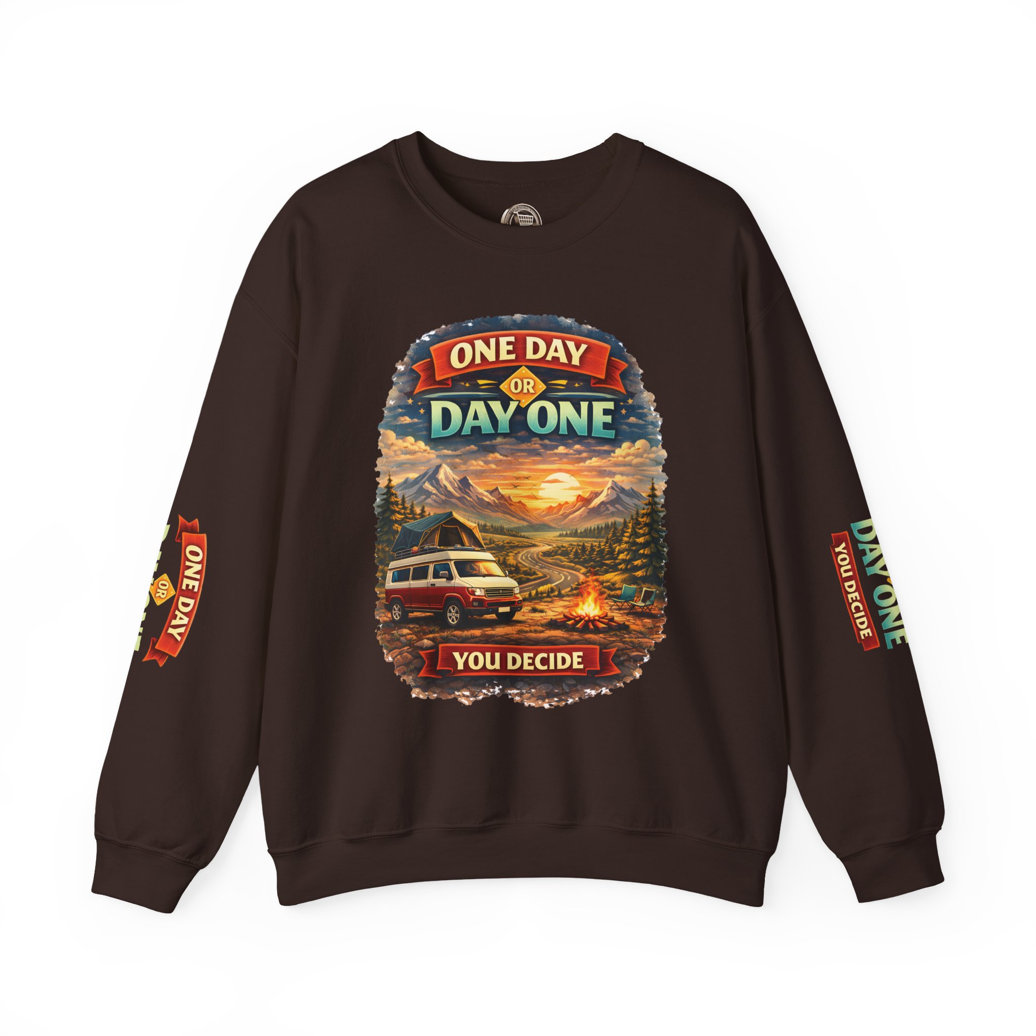 Unisex Heavy Blend™ Crewneck Sweatshirt — "One Day Or Day One" Design Scenic-Line
