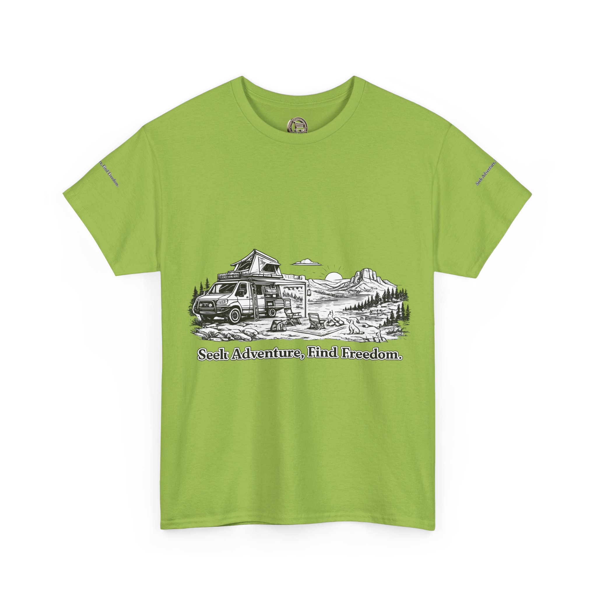13546095197306095709_2048.jpeg Unisex Heavy Cotton Tee — "Seek Adventure, Find Freedom" Design Minimal-Line