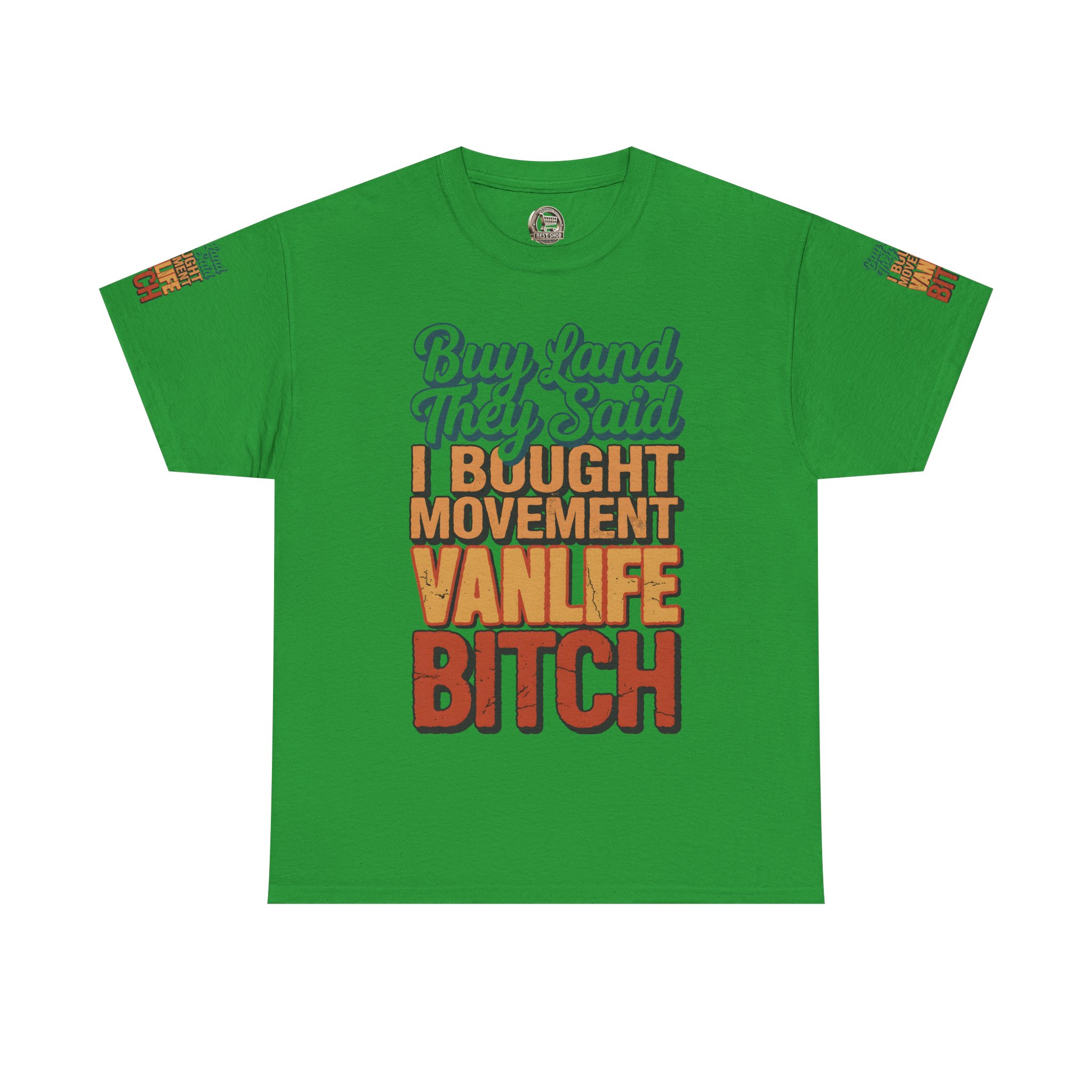 Unisex Heavy Cotton Tee — "Buy Land They Said" Design F**K-Line