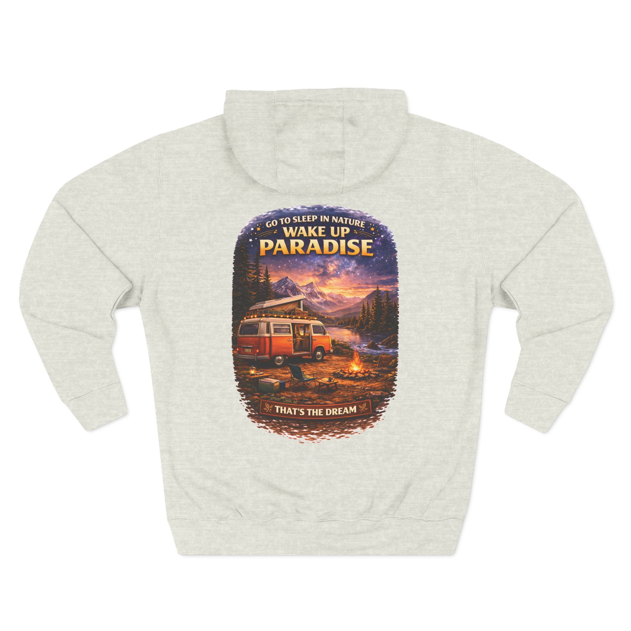 Three-Panel Fleece Hoodie - "Go To Sleep In Nature " Design Scenic-Line