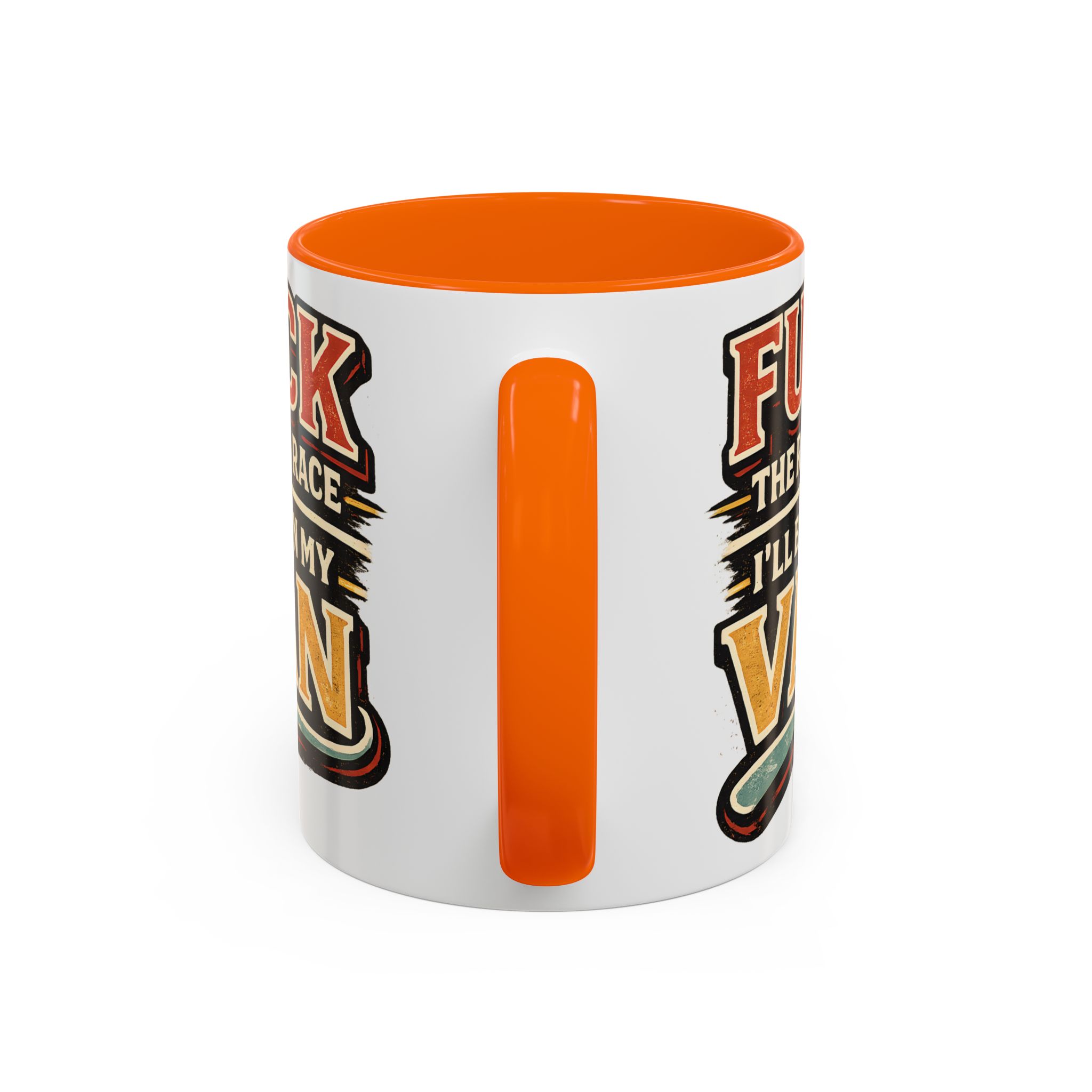 Accent Coffee Mug (11, 15oz) — "Fuck The Rat Race" Design F**K-Line