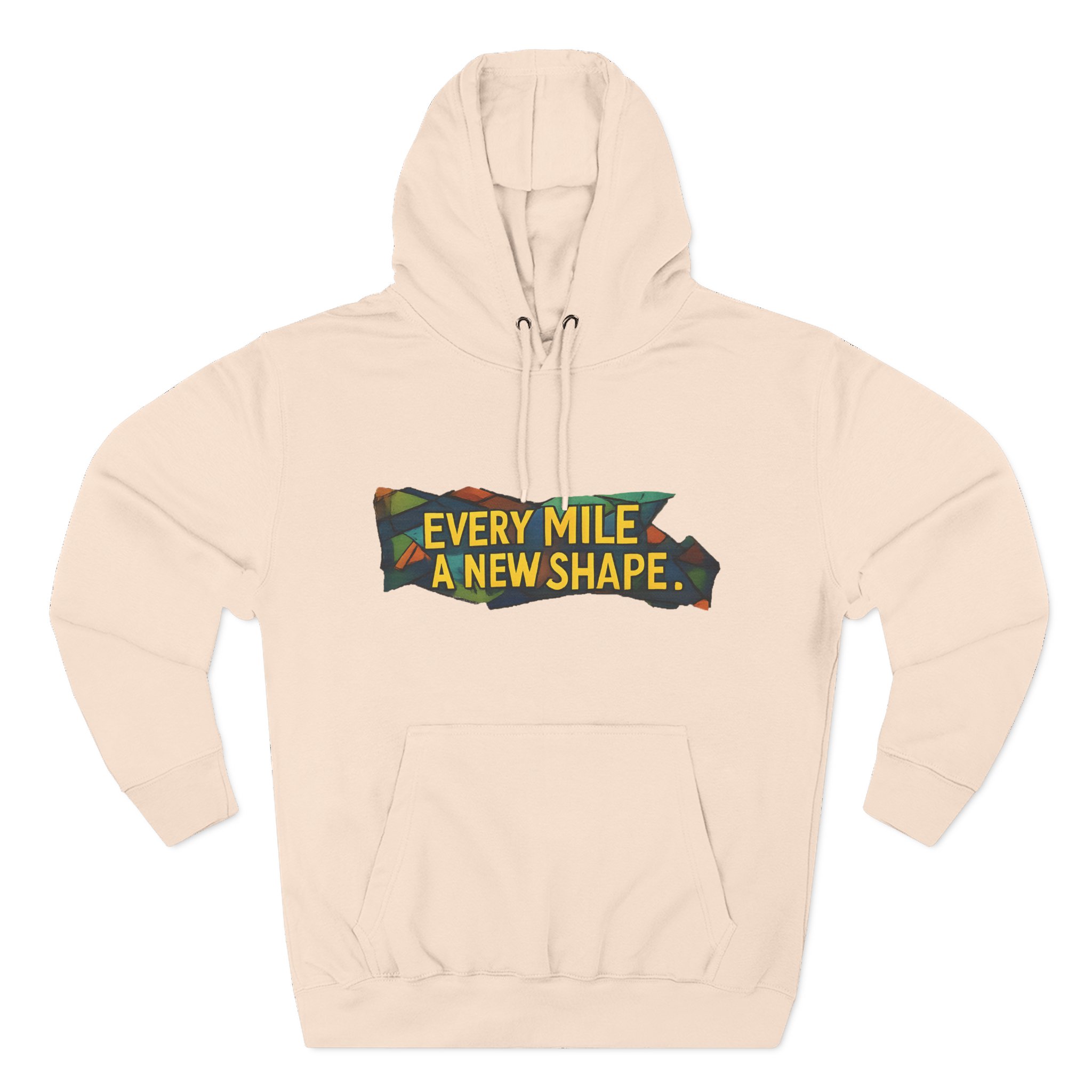 Three-Panel Fleece Hoodie - "Every Mile A New Shape" Design Cubic-Line