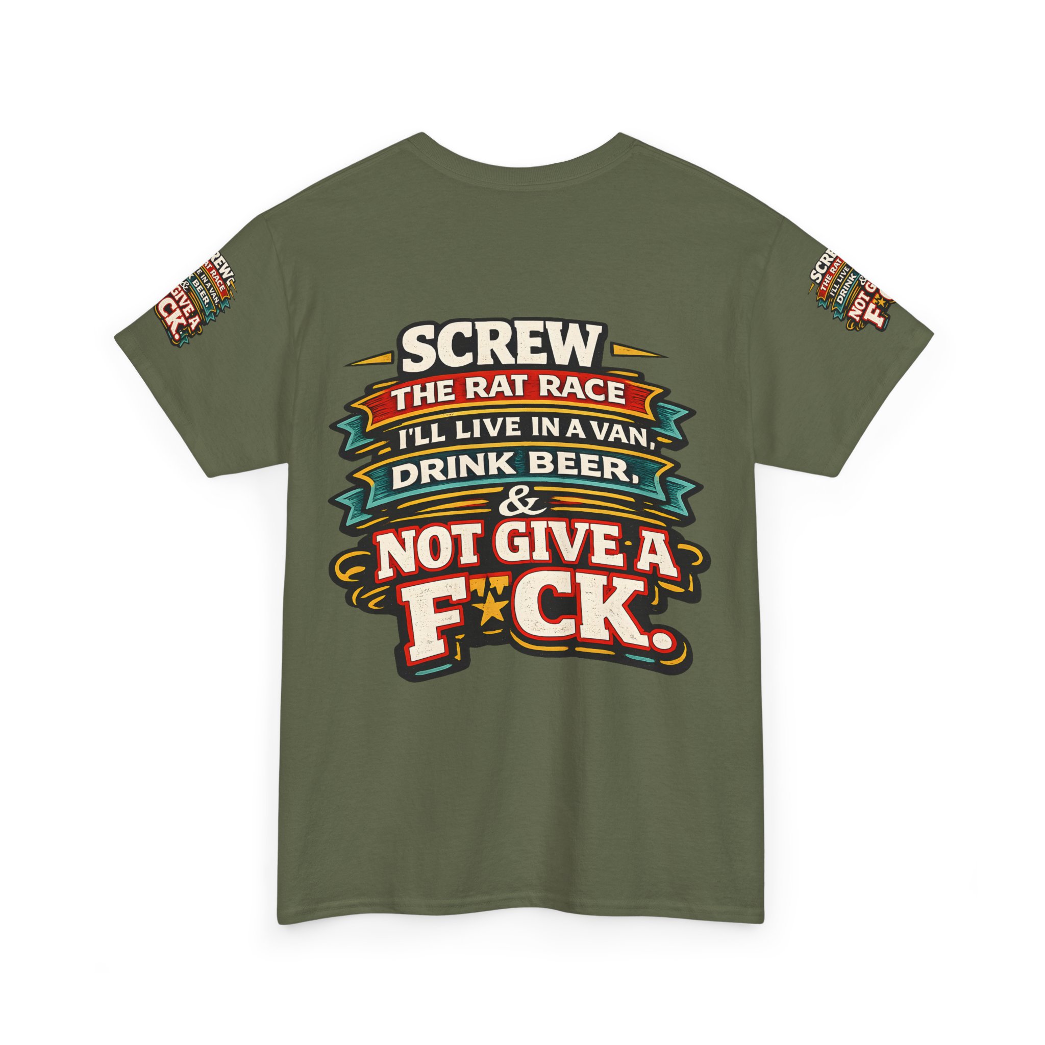 Unisex Heavy Cotton Tee — "Screw The Rat Race" Design F**K-Line