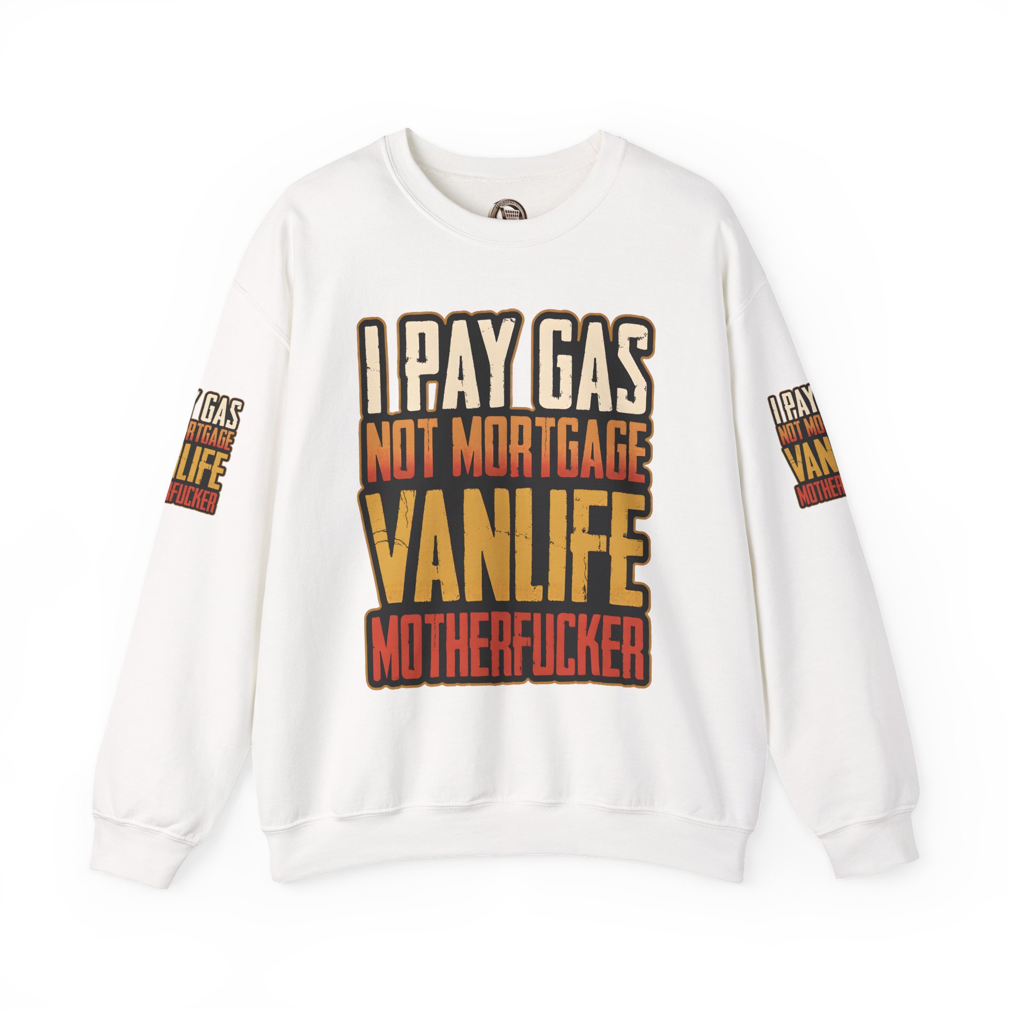 Unisex Heavy Blend™ Crewneck Sweatshirt — "I Pay Gas Not Mortgage" Design F**K-Line