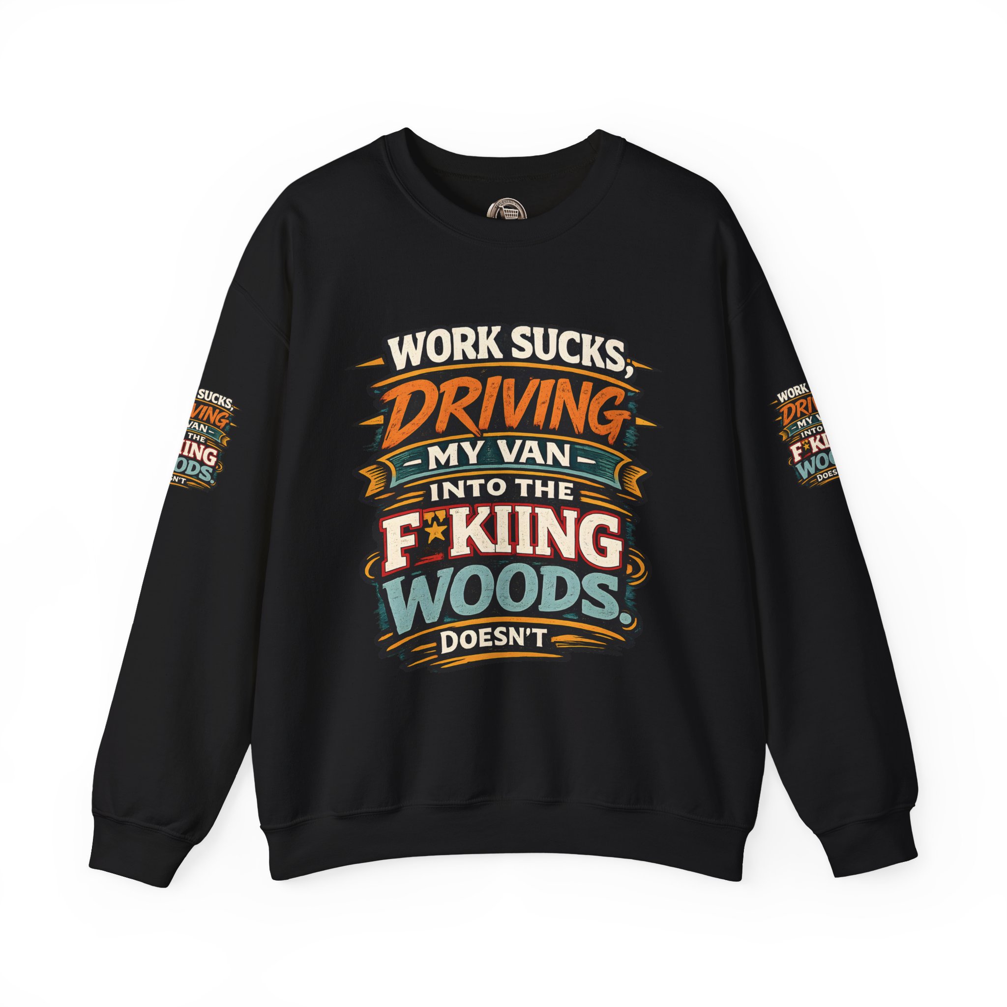 Unisex Heavy Blend™ Crewneck Sweatshirt — "Work Sucks" Design F**K-Line