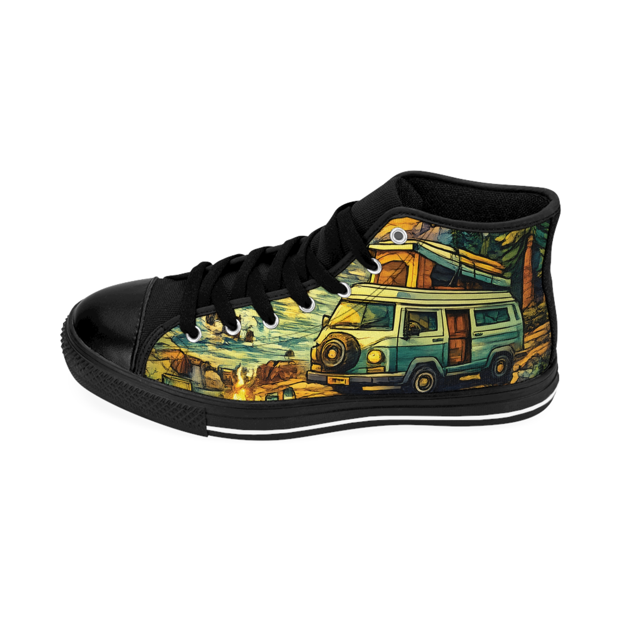 Women's Classic Sneakers – Retro VW RV Print (Cubic-Line)