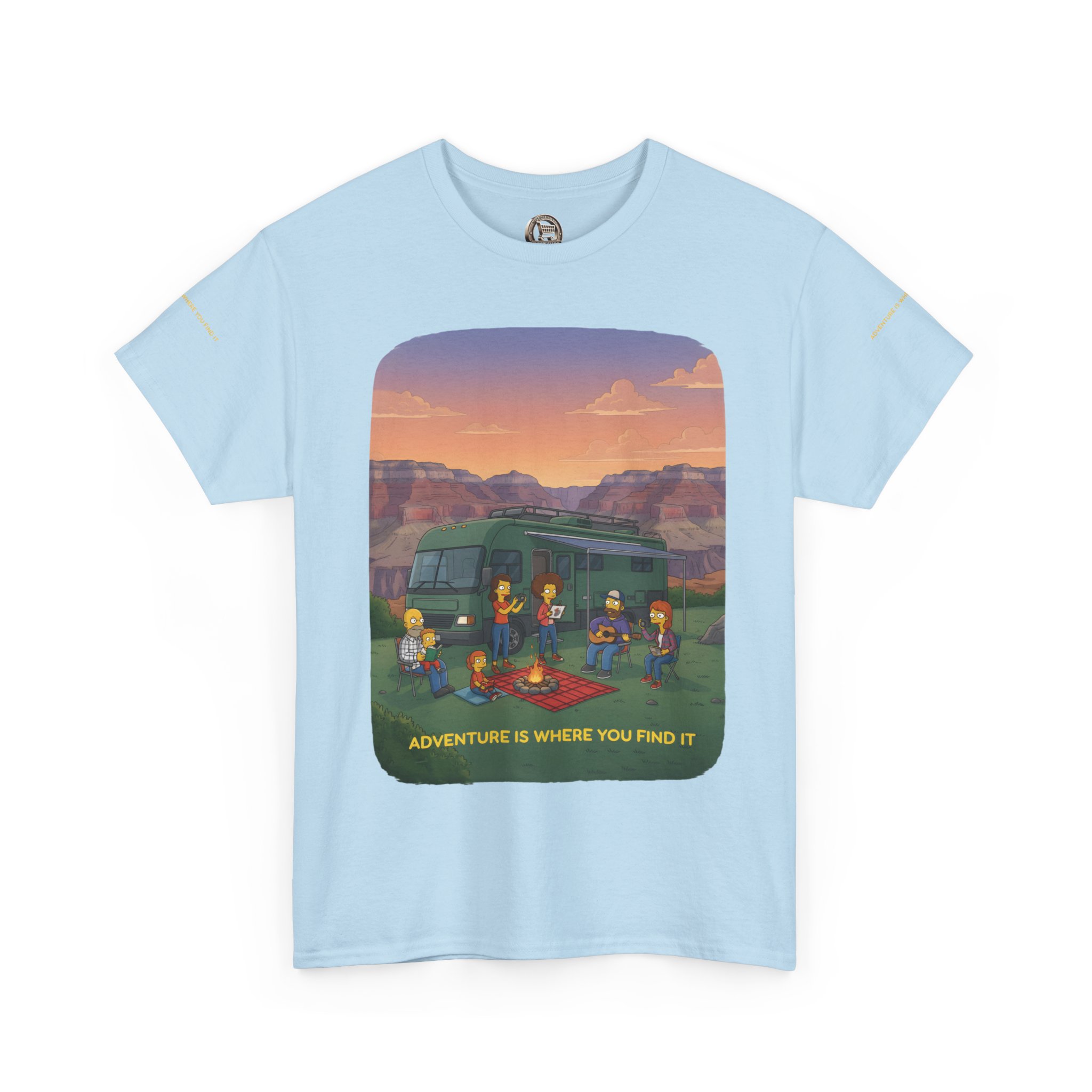 Unisex Heavy Cotton Tee — "Adventure Is Where You Find It" Design Sitcom-Line