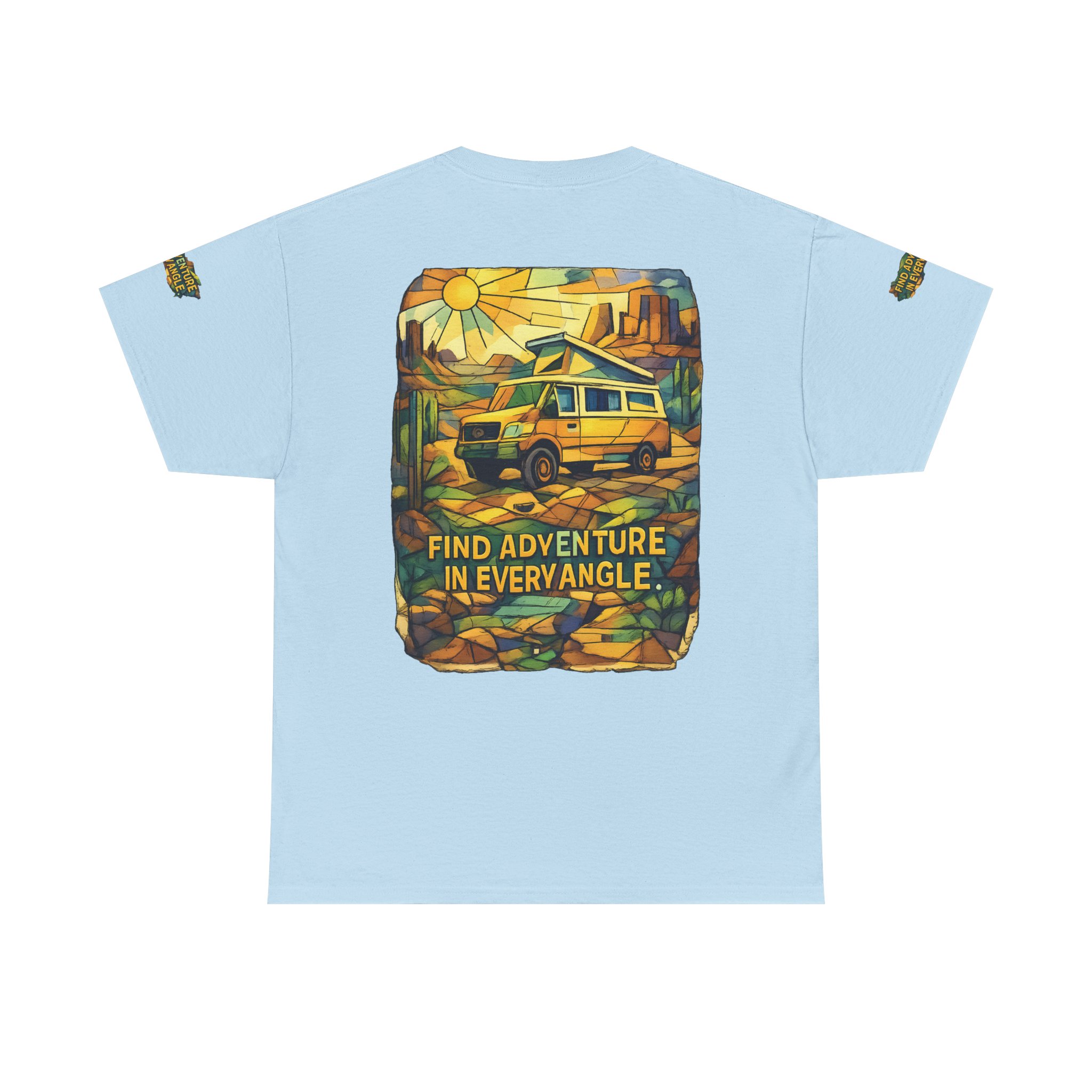 Unisex Heavy Cotton Tee — "Find Adventure In Every Corner" Design Cubic-Line