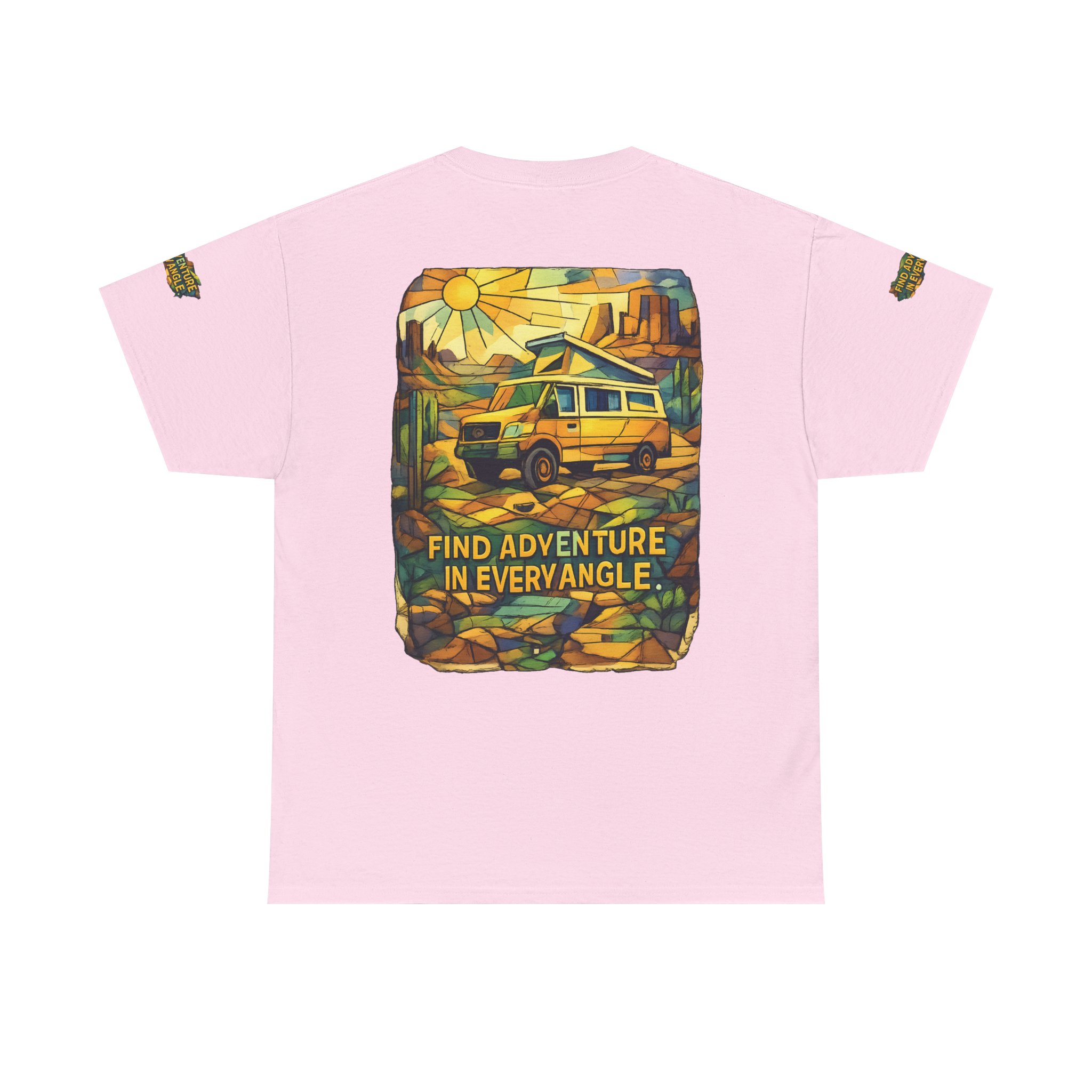 Unisex Heavy Cotton Tee — "Find Adventure In Every Corner" Design Cubic-Line