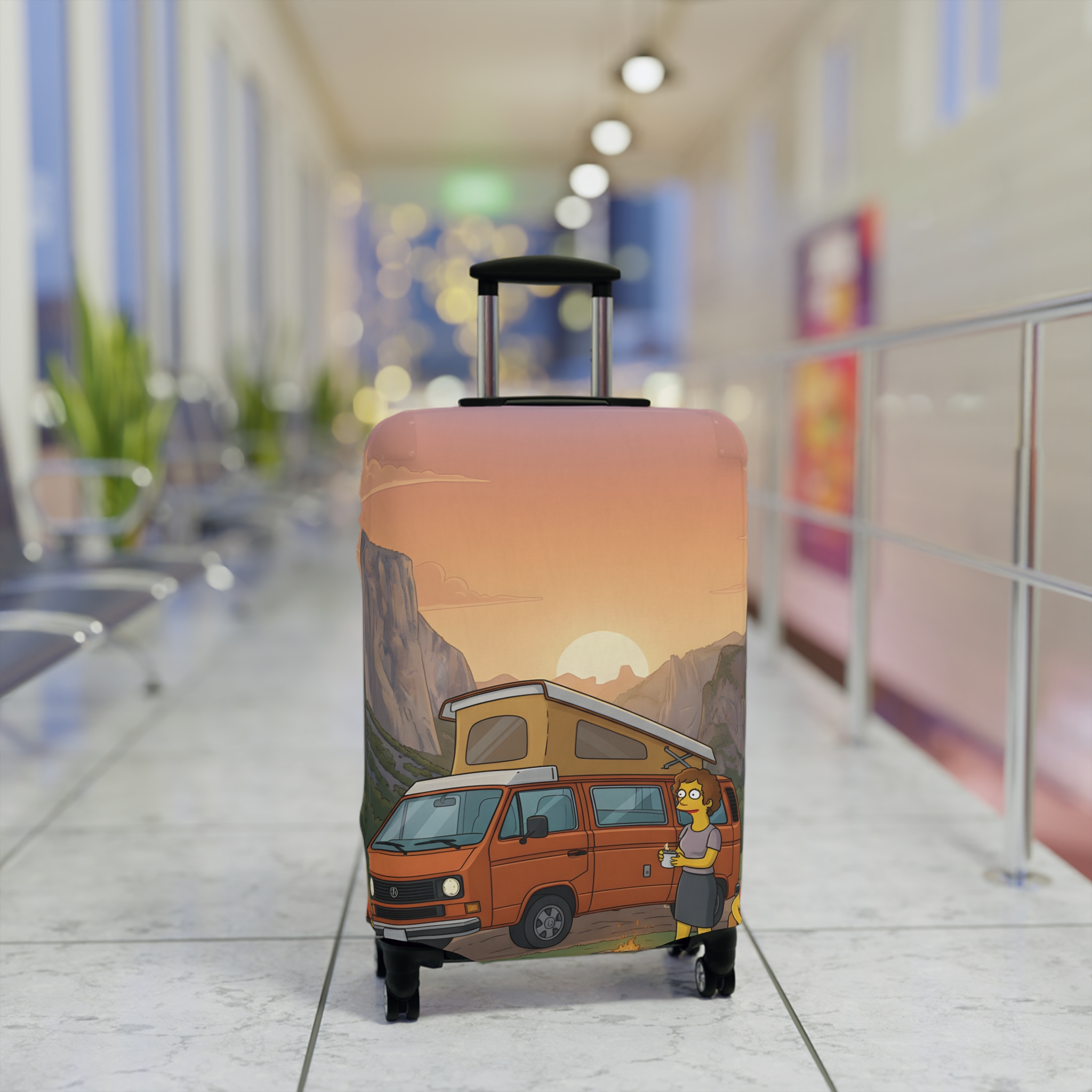 Luggage Cover — Adventure Camper Sketch Travel Suitcase(Design Sitcom-Line)